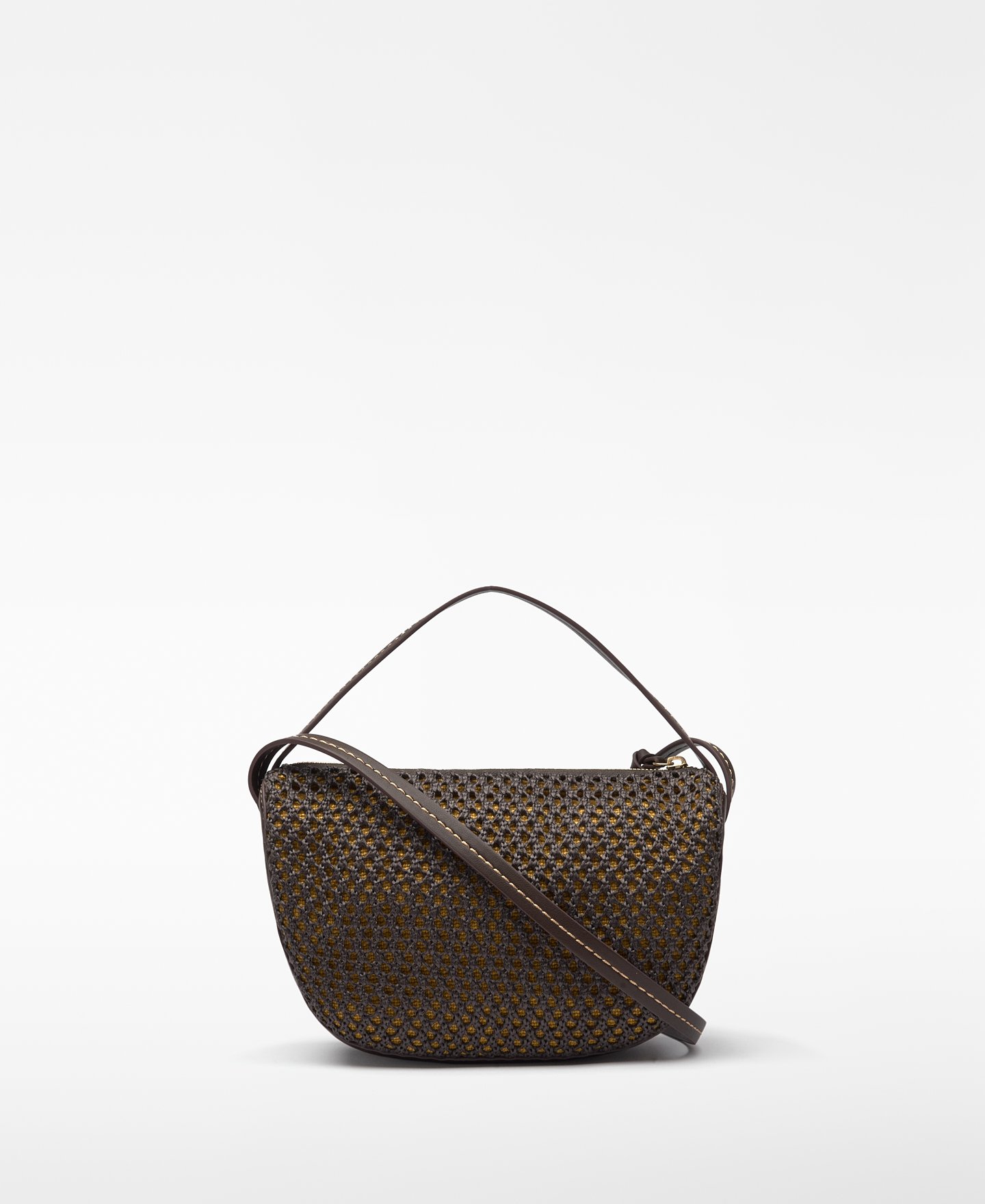 Raffia-textured mini bowling bag woman image number 1