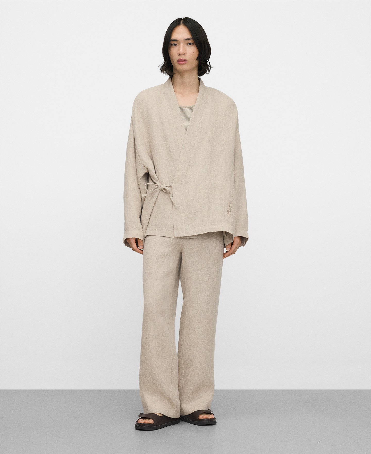 European linen wrap kimono jacket image number 1