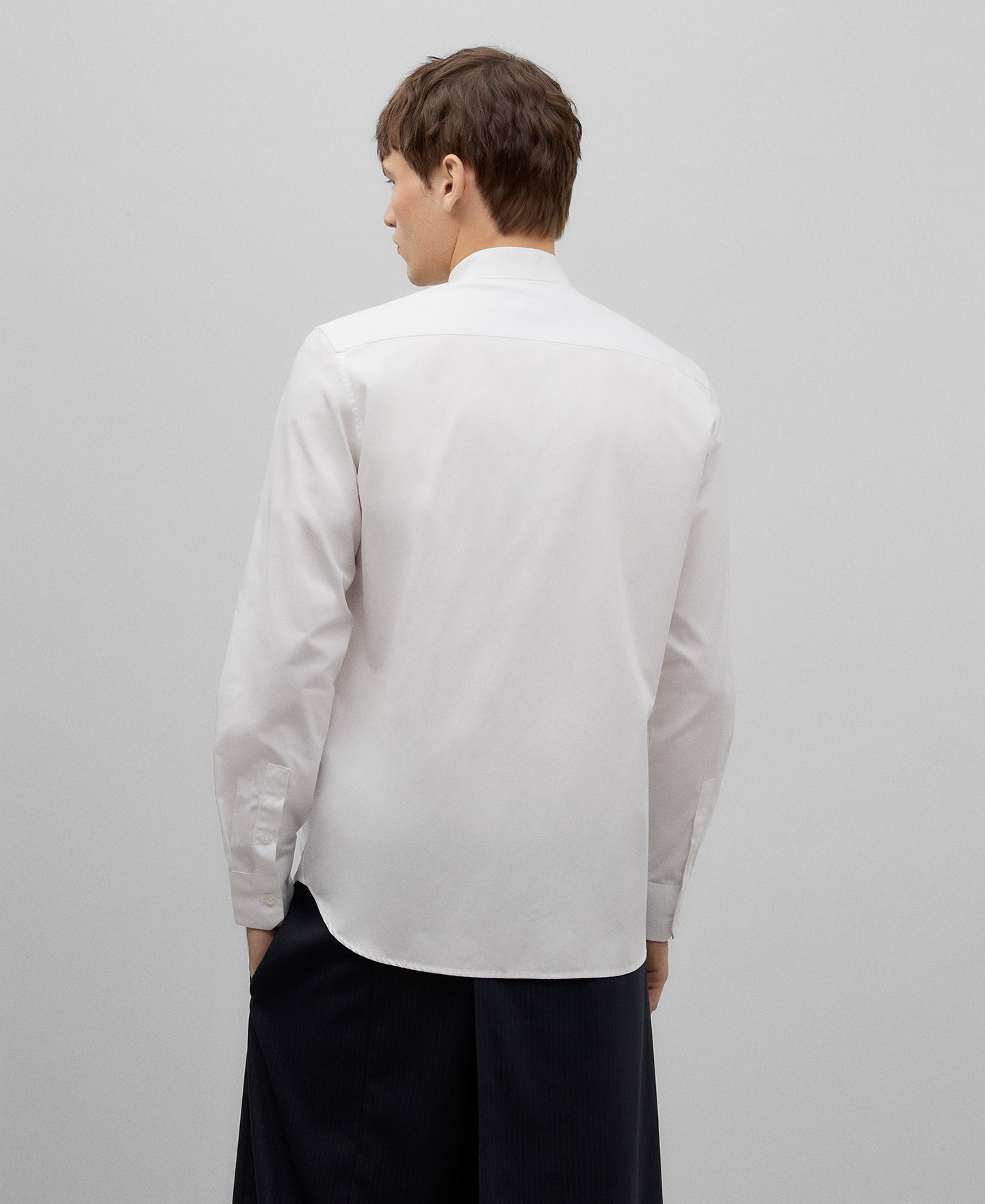 Mandarin collar organic cotton shirt man image number 2