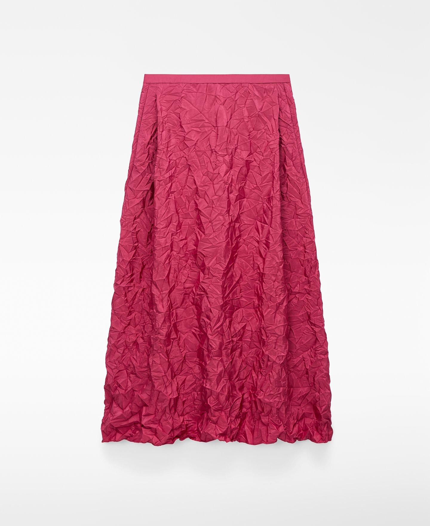 Wrinkled-effect satin midi skirt image number 4