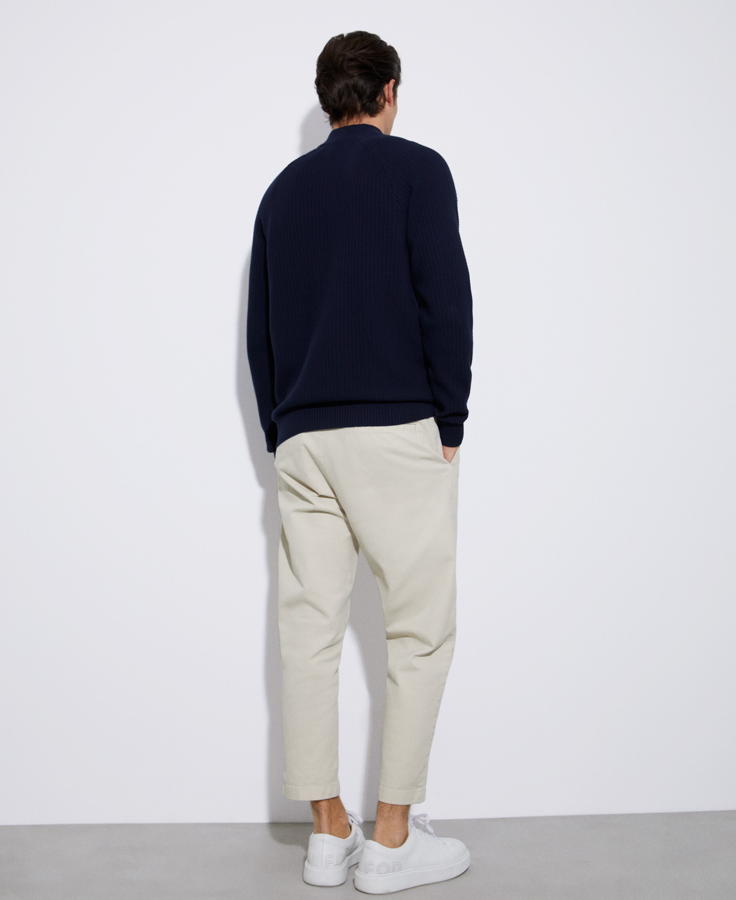crew neck jacket with central zip image number 2