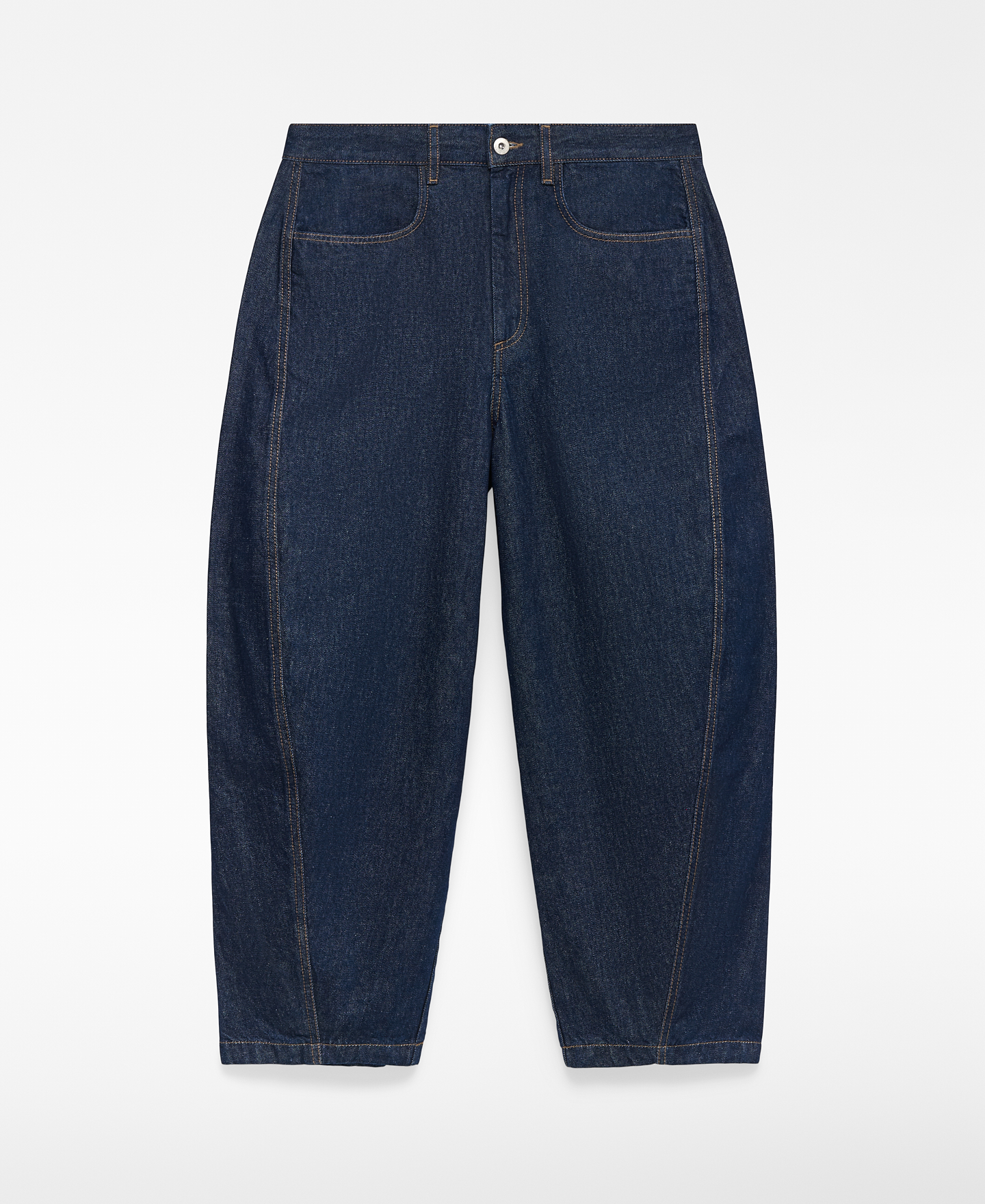 Cotton denim barrel fit trousers image number 4