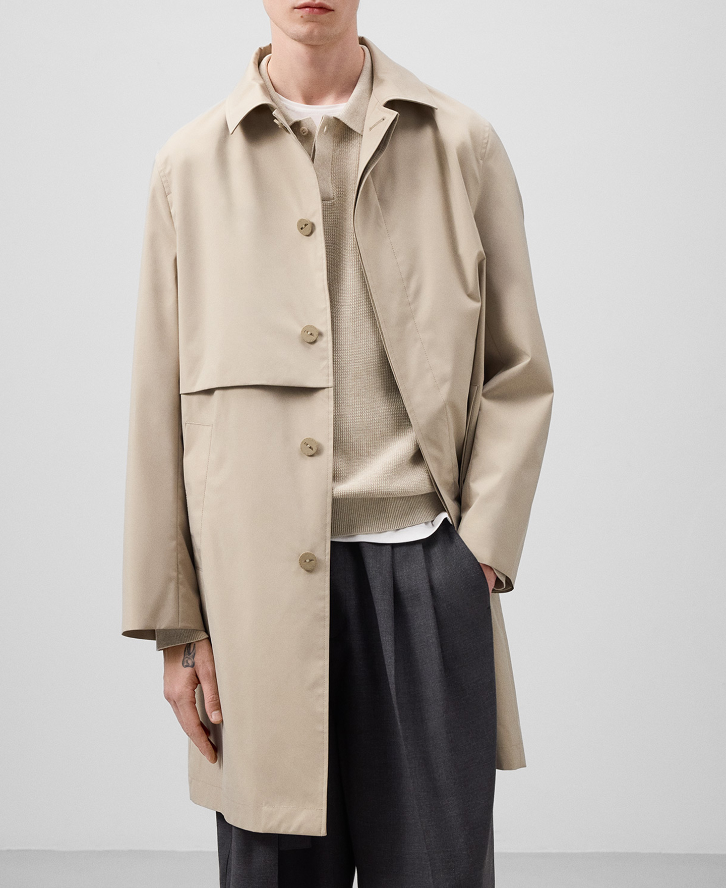 Concealed button-down trench coat man image number 0