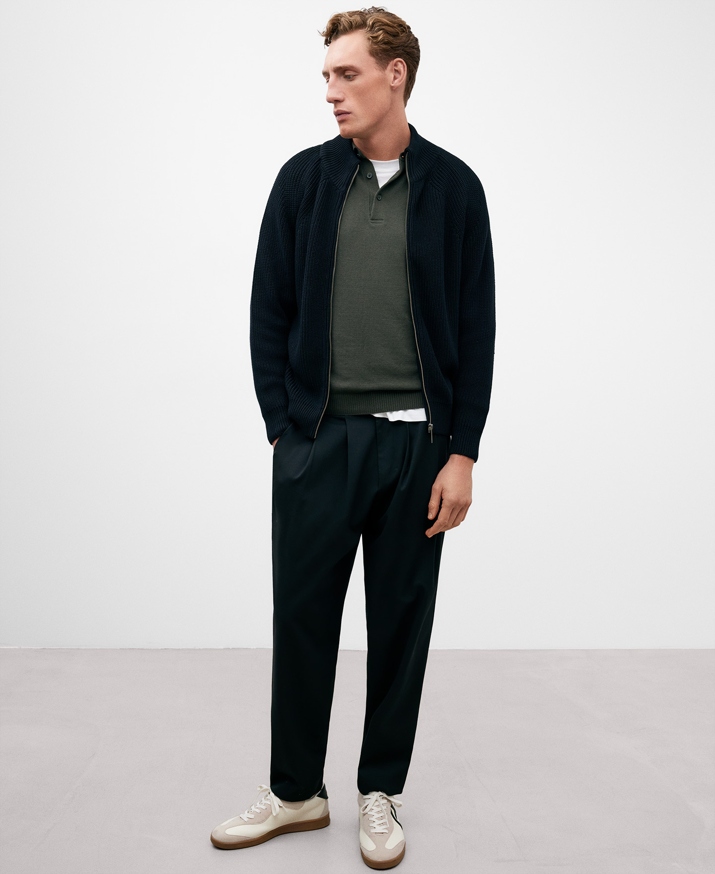 Black cotton cardigan for men image number 1