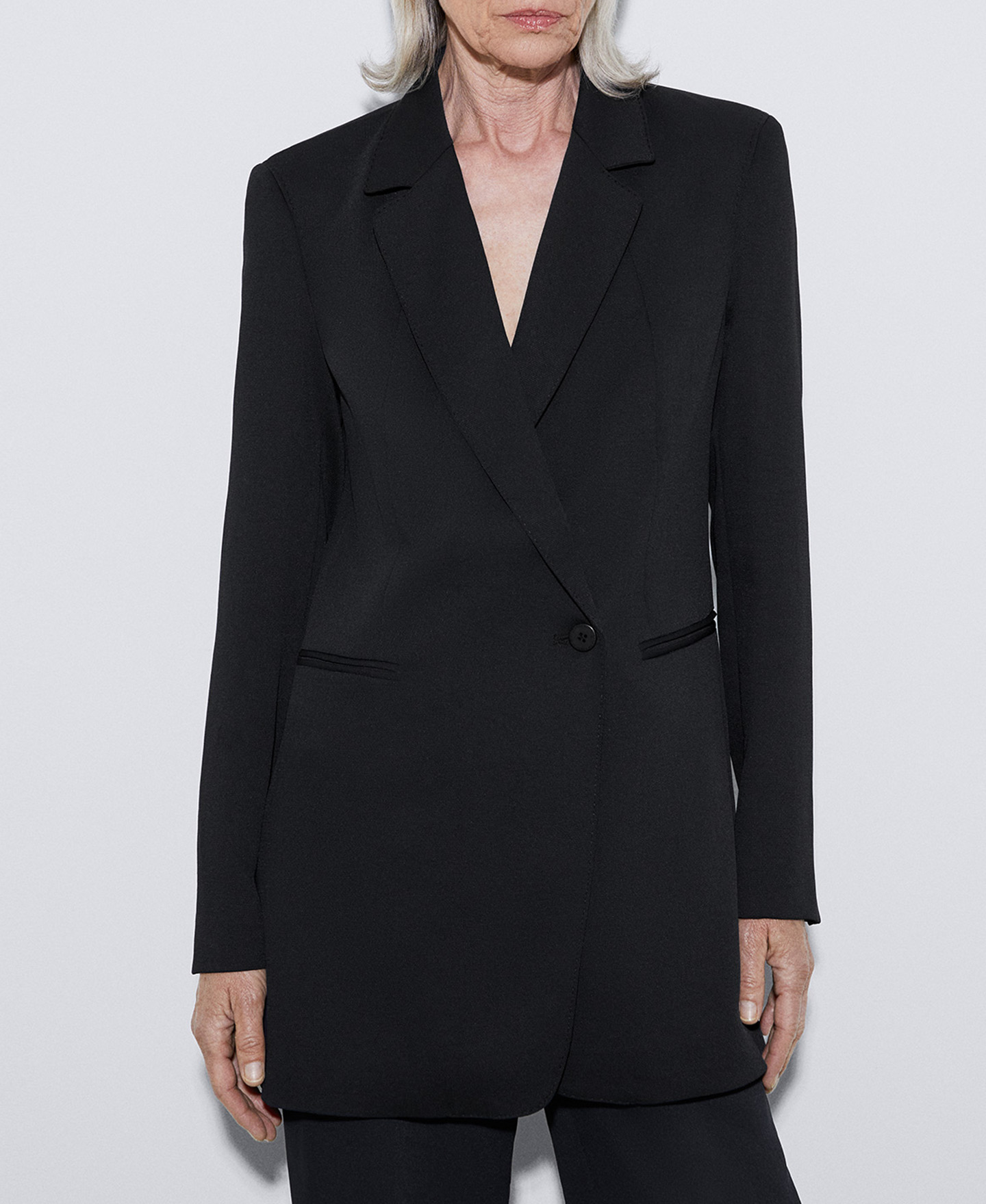 Lapel collar blazer with side button image number 0