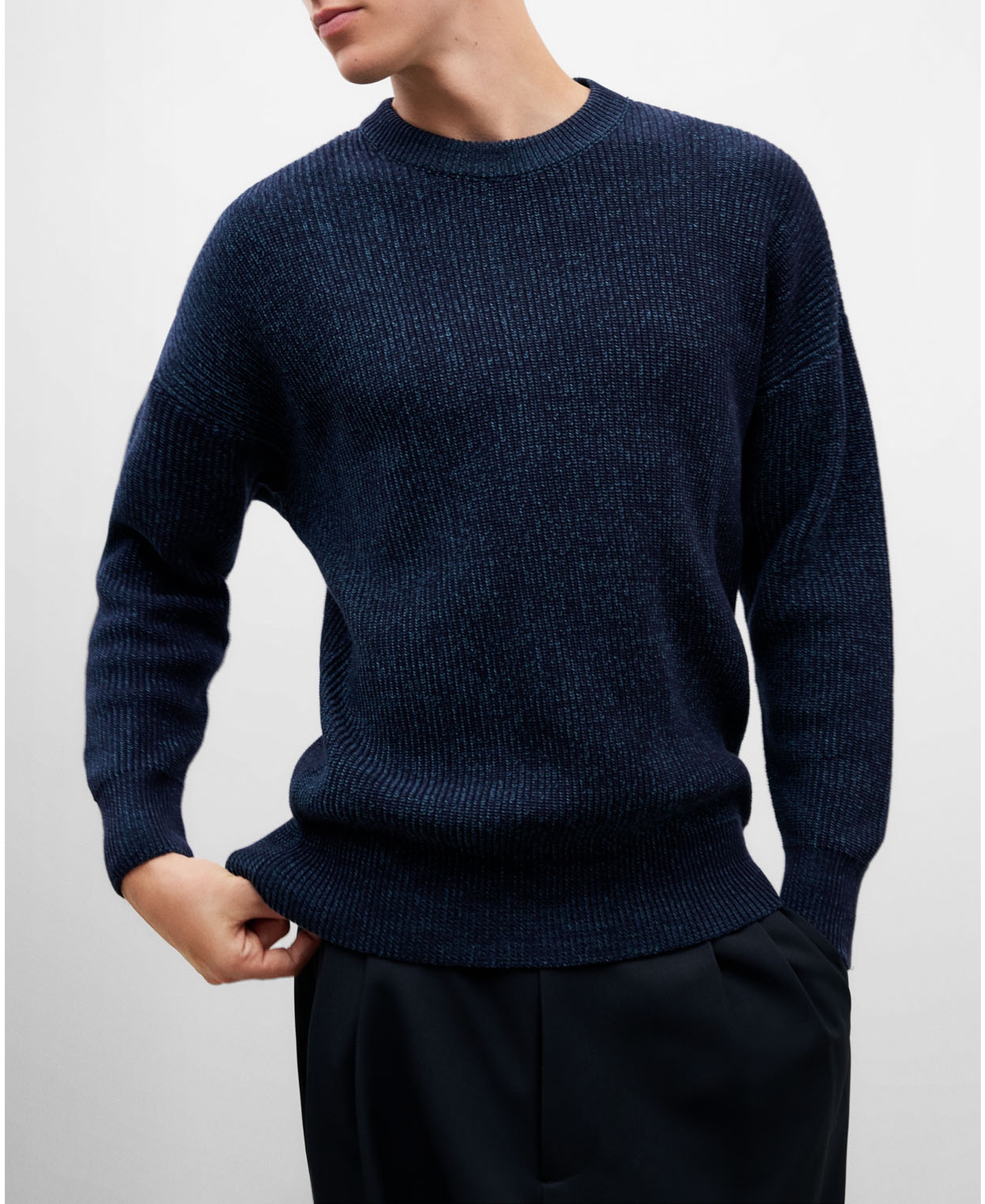 Melange blue knitted sweater image number 0