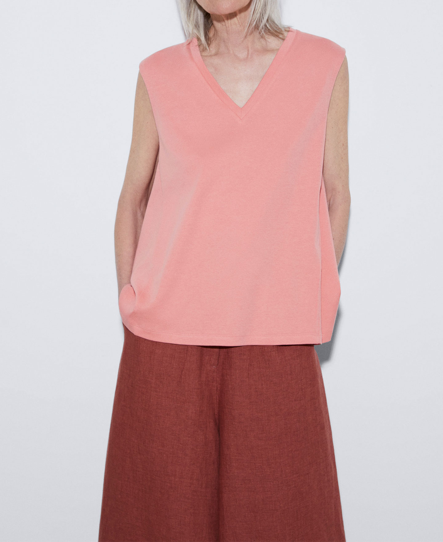Armhole sleeve mercerised cotton T-shirt image number 0