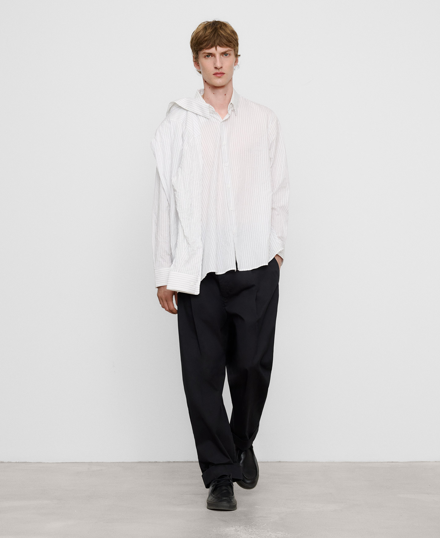 Camisa doble efecto arrugado rayas image number 1