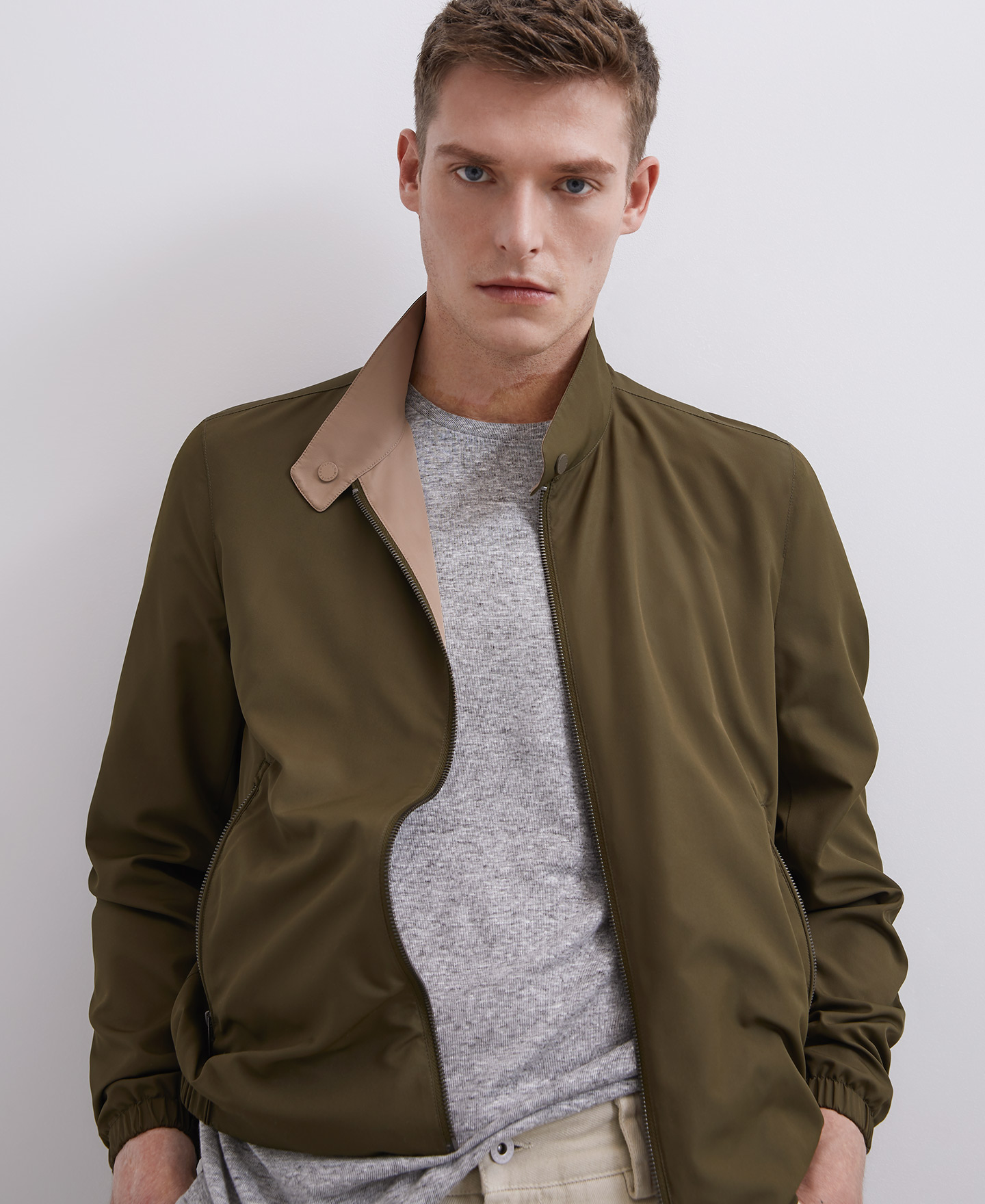 Reversible jacket with mandarin collar image number 1