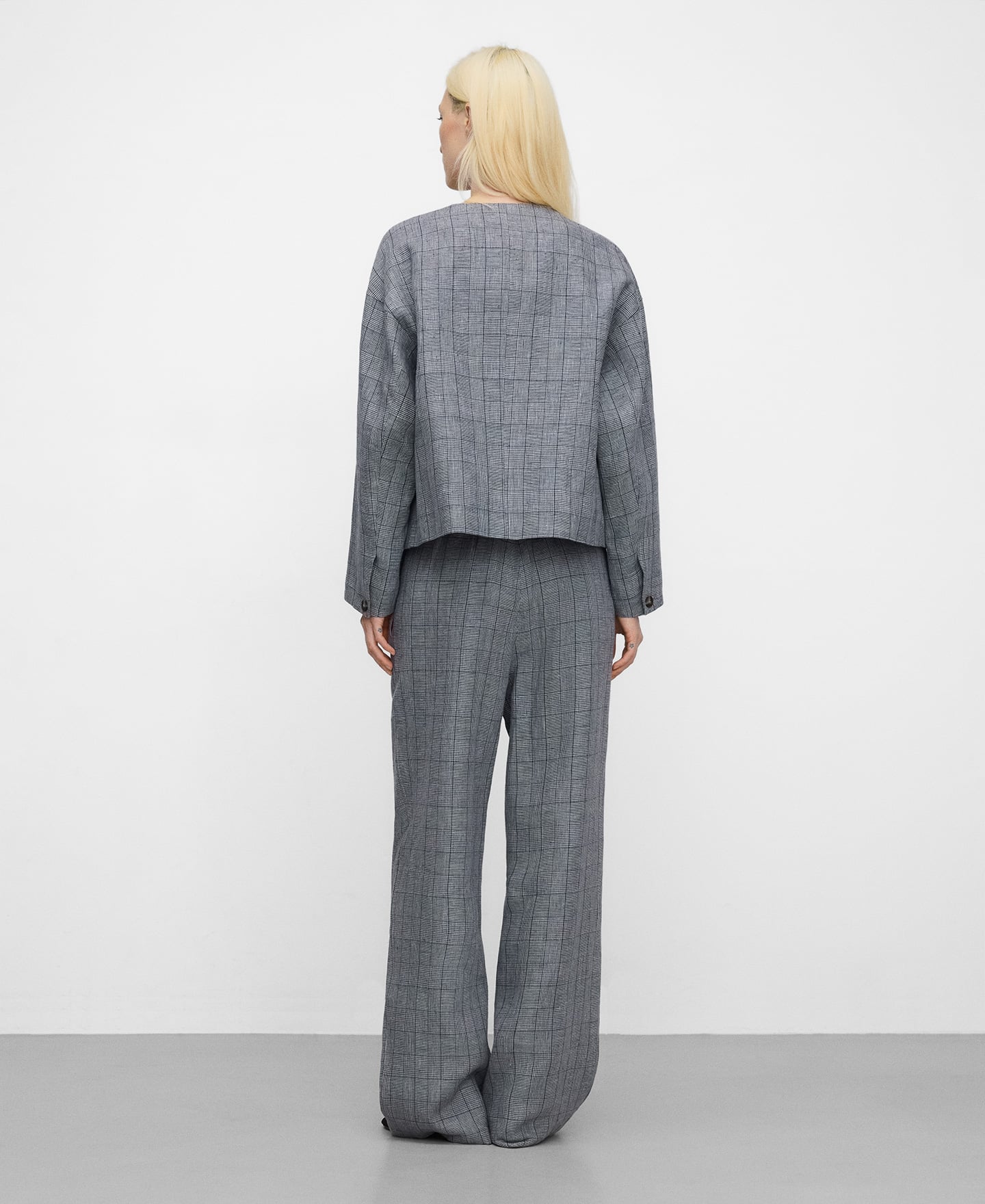 Linen checkered straight jacket image number 2