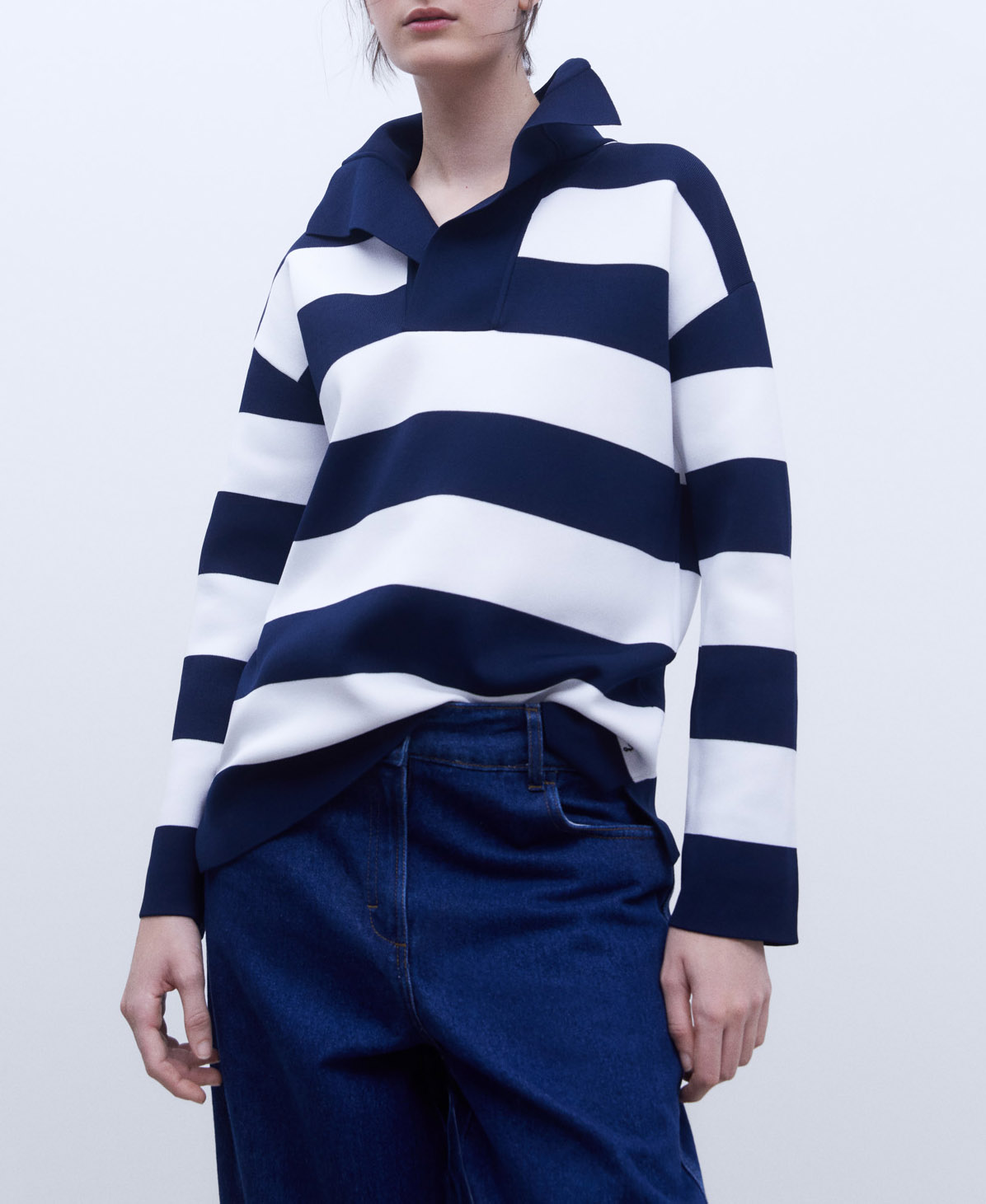 Sailor collar striped sweater image number 0