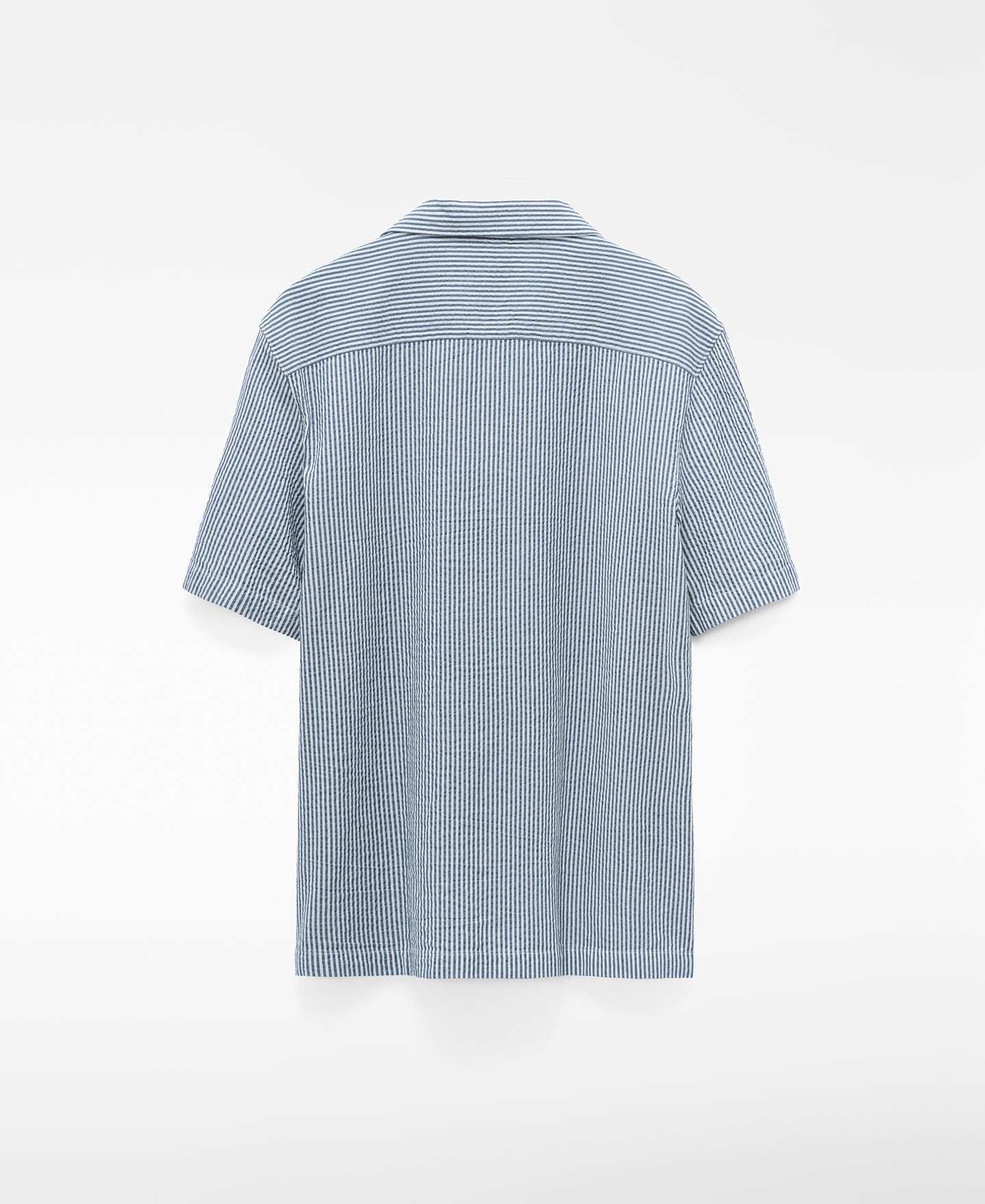 Cotton seersucker striped bowling shirt image number 5