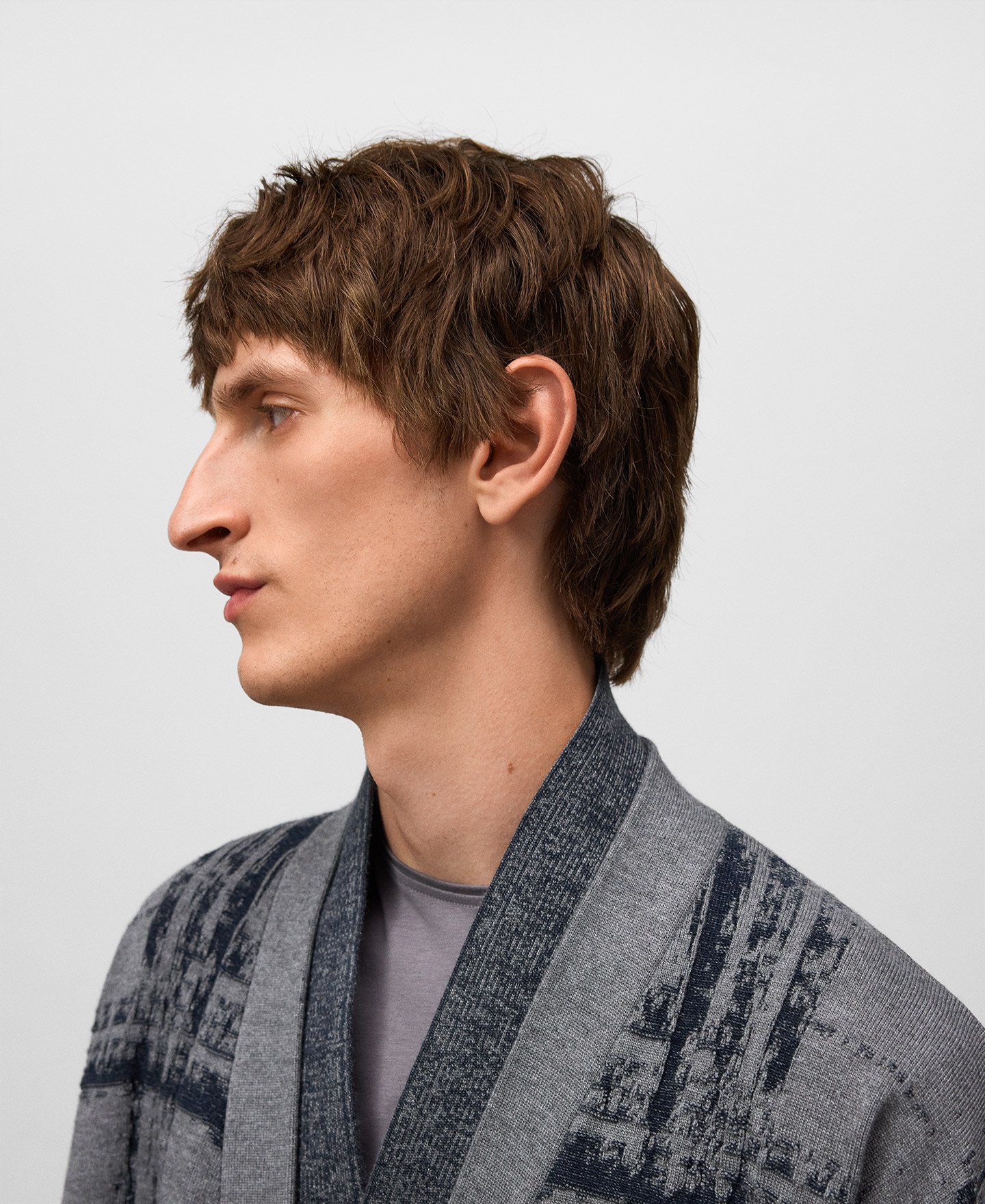 Jacquard knit kimono jacket man image number 3