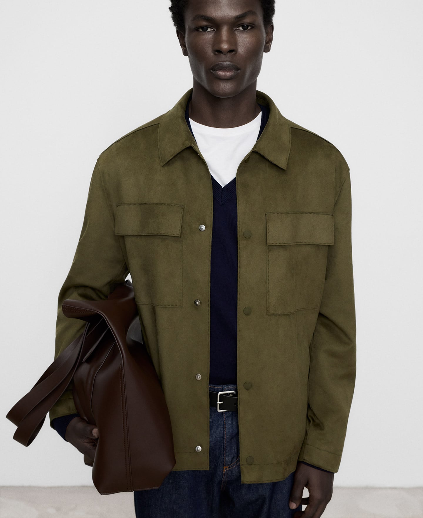 Spread collar suede-effect jacket image number 0