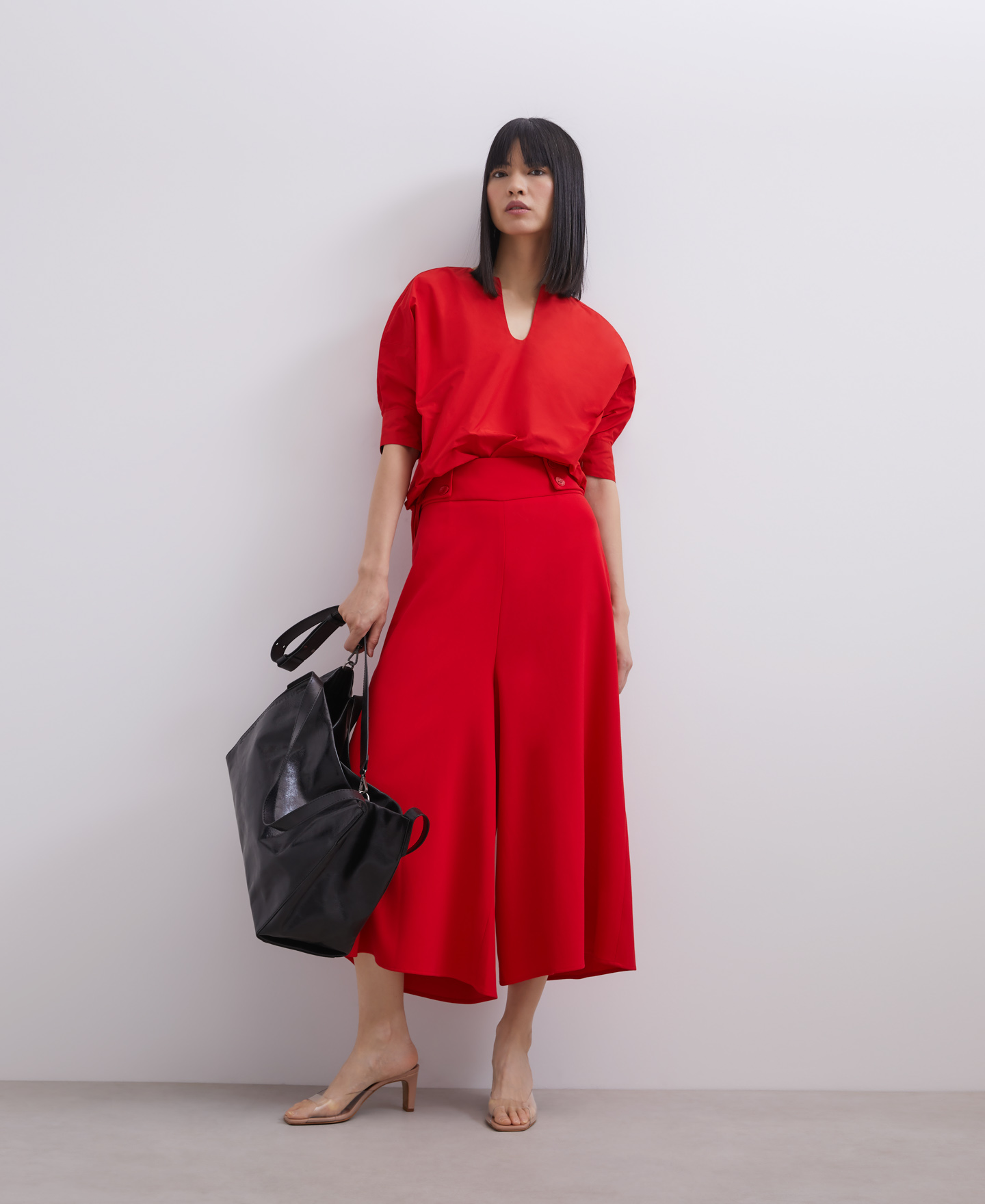 Wide trousers with button detail image number 3