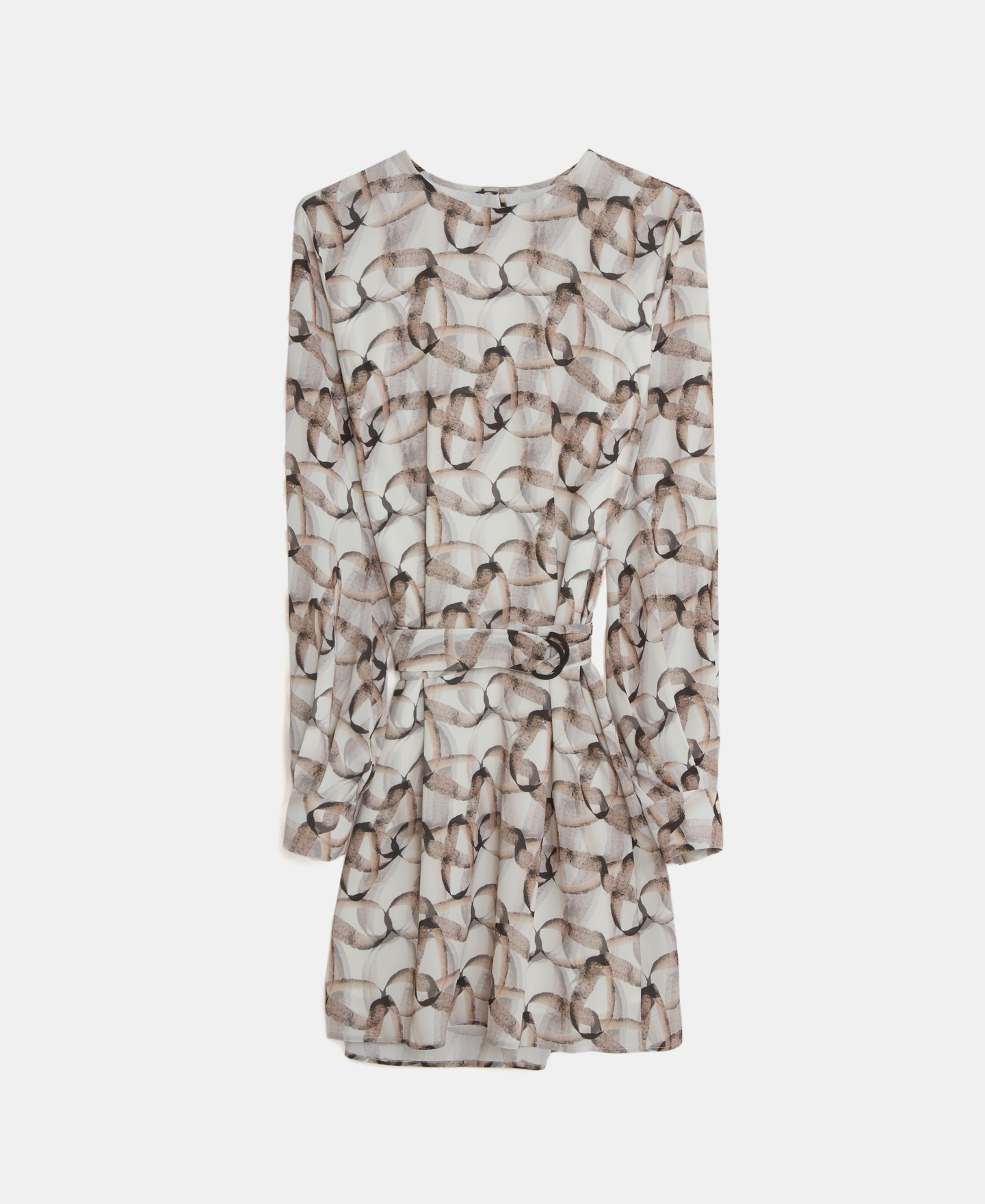 Organic printed dress with belt image number 4