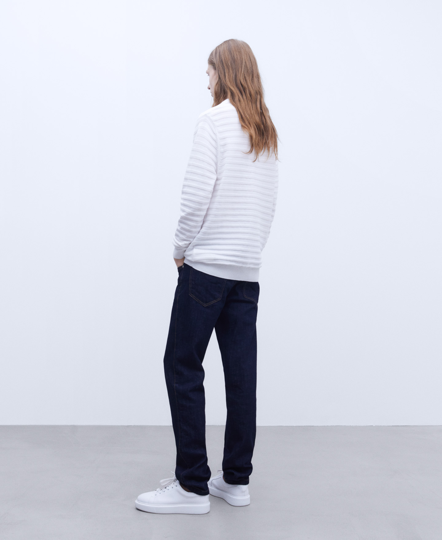 Striped structure crew neck sweater image number 2