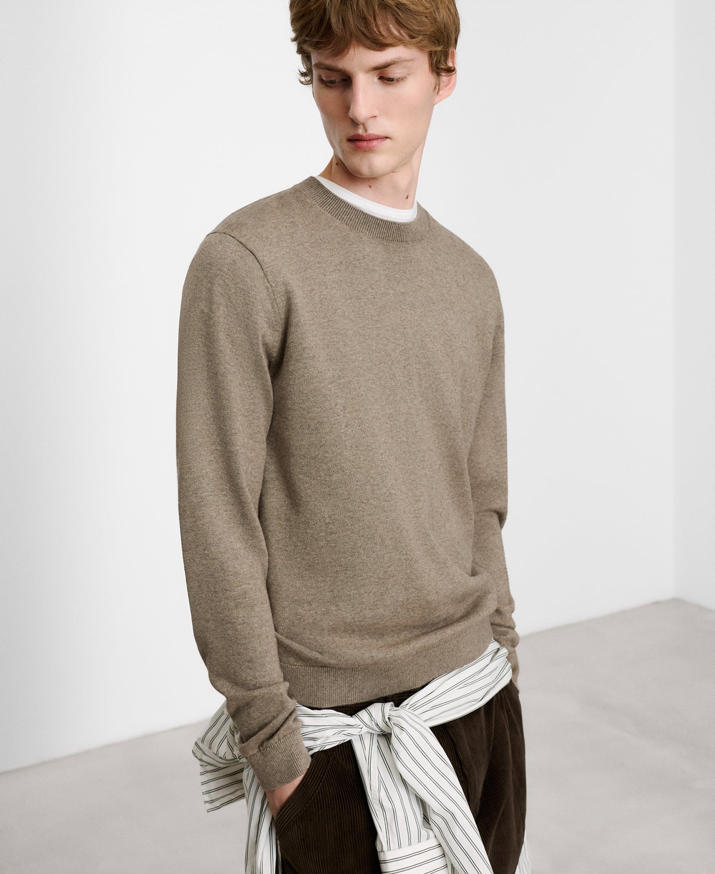 Wool and cotton crew collar sweater image number 0