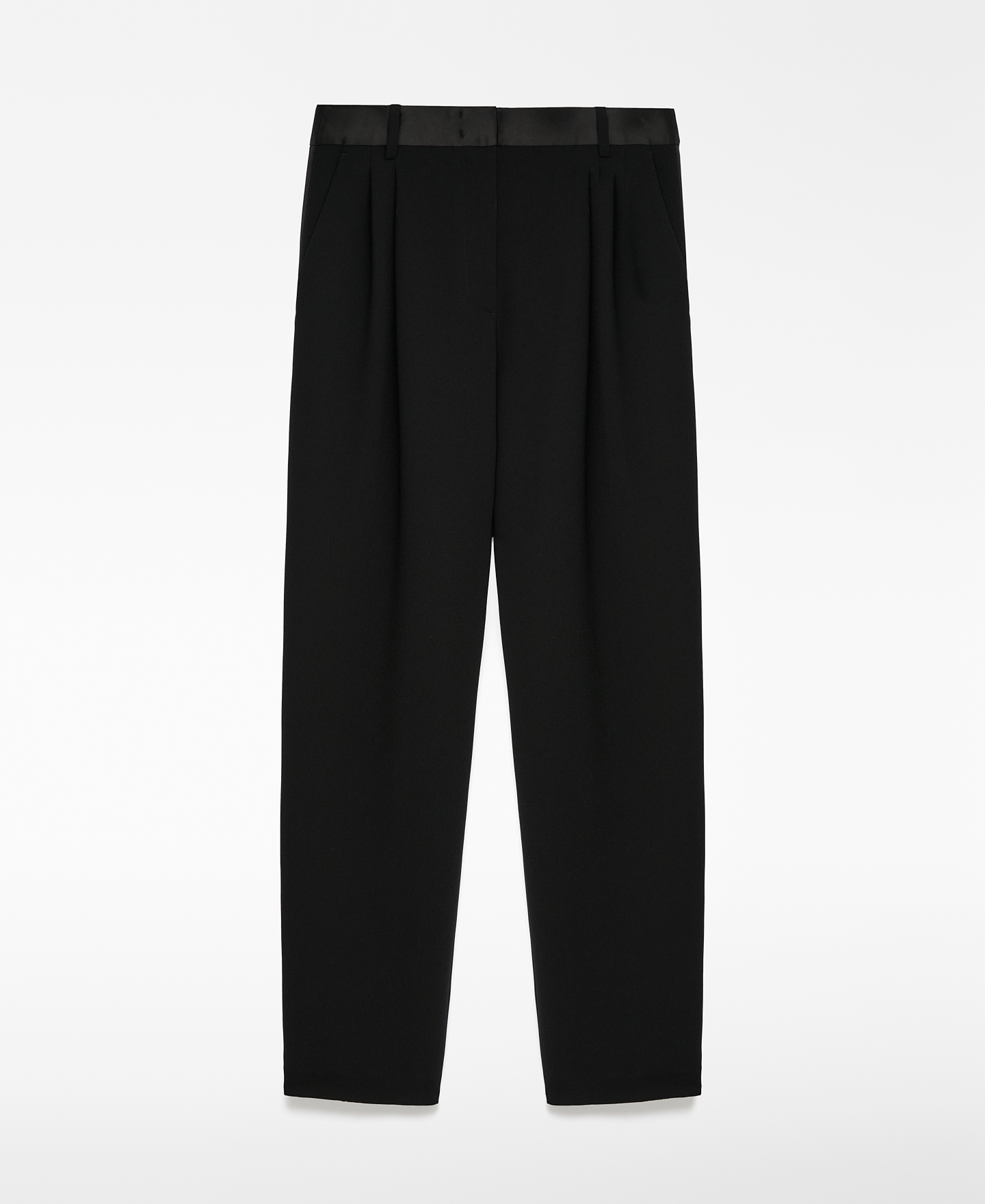 Double fabric pleated trousers woman image number 4