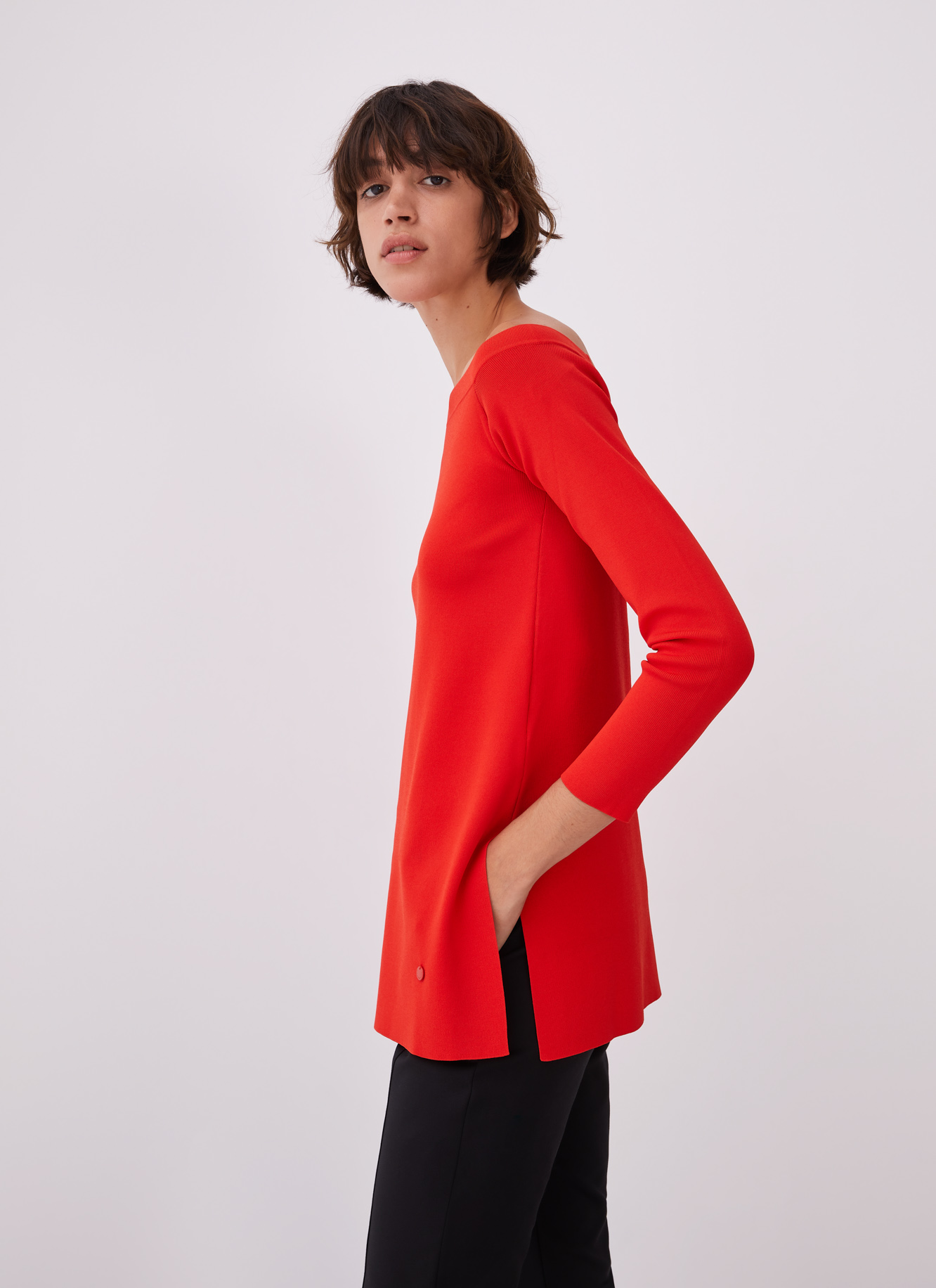 Thick-stretch knit sweater image number 2