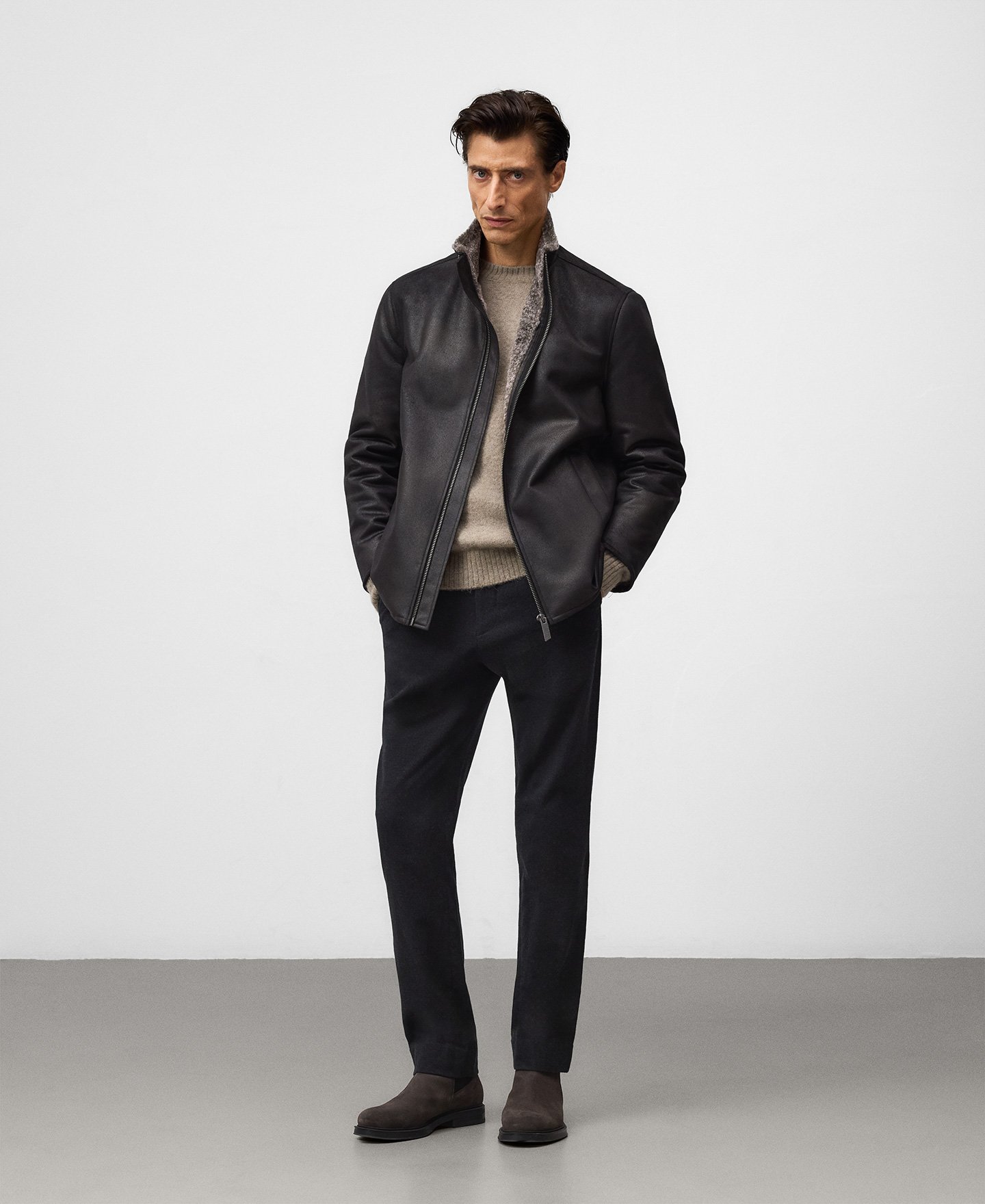 Non-Leather band collar jacket man image number 1