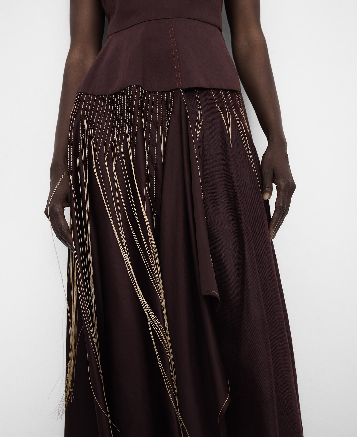 Dress with layered embroidered skirt image number 0