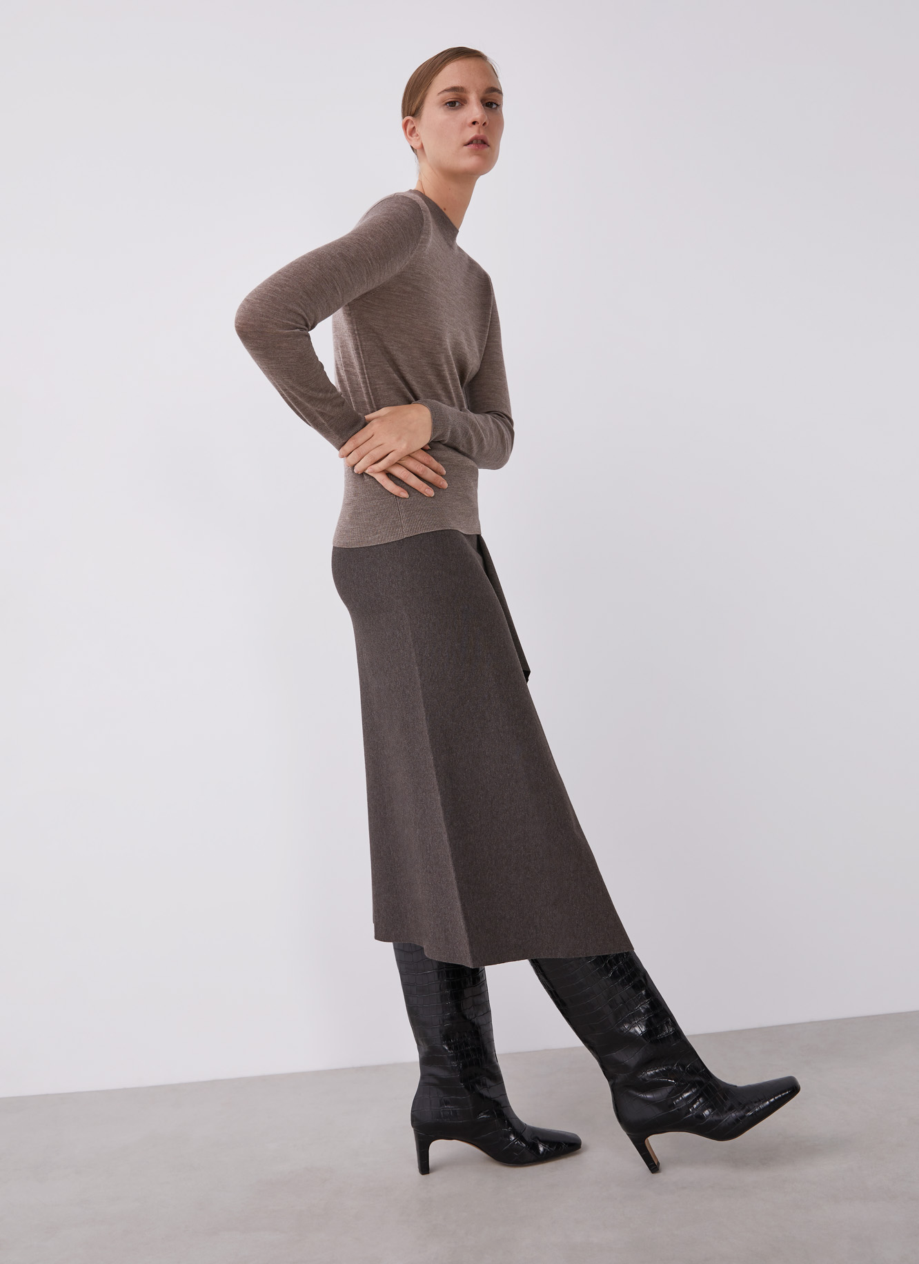 Merino wool perkins neck sweater image number 4