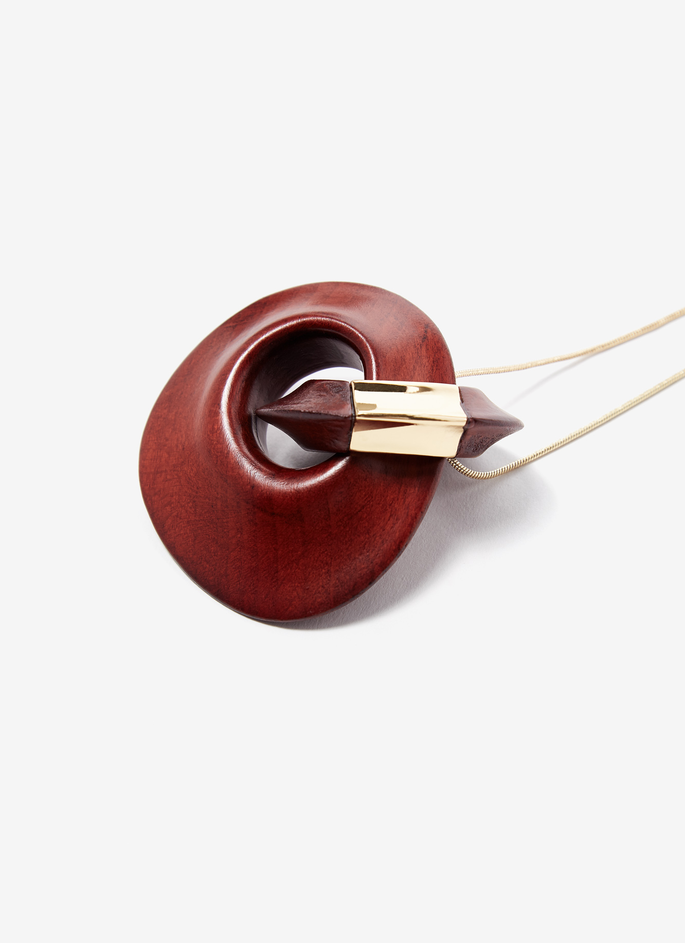 Adjustable necklace with wood pendant image number 1