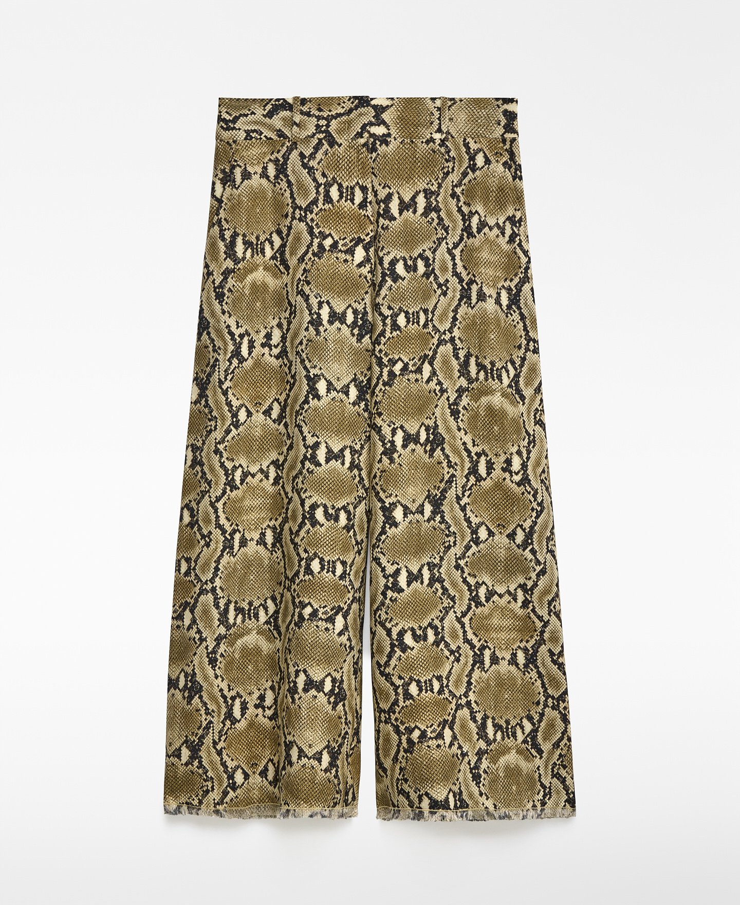 Snake-print linen cropped trousers woman image number 4
