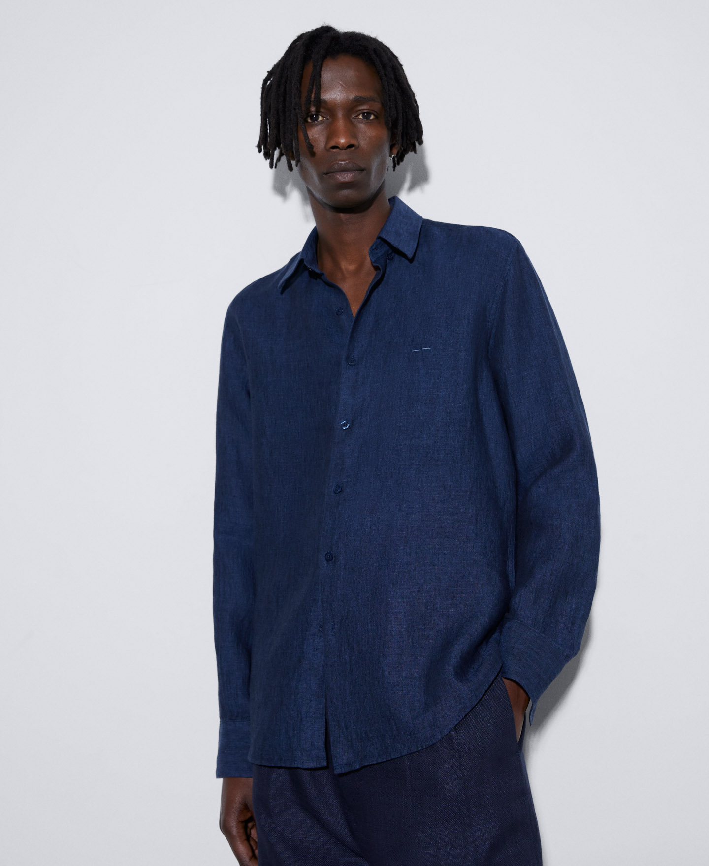 Long sleeve linen shirt image number 0