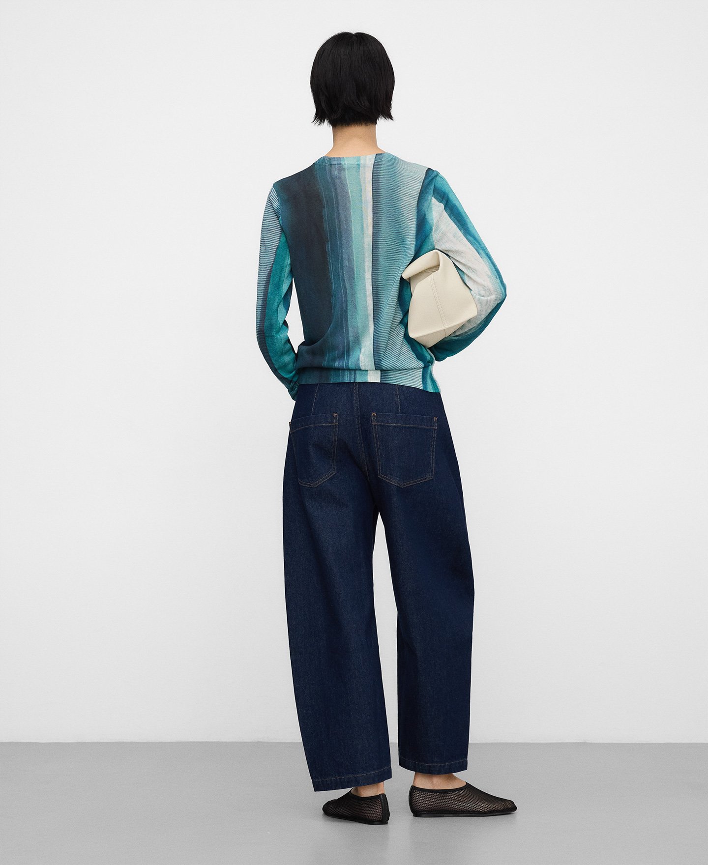 Printed fine-knit sweater woman image number 2