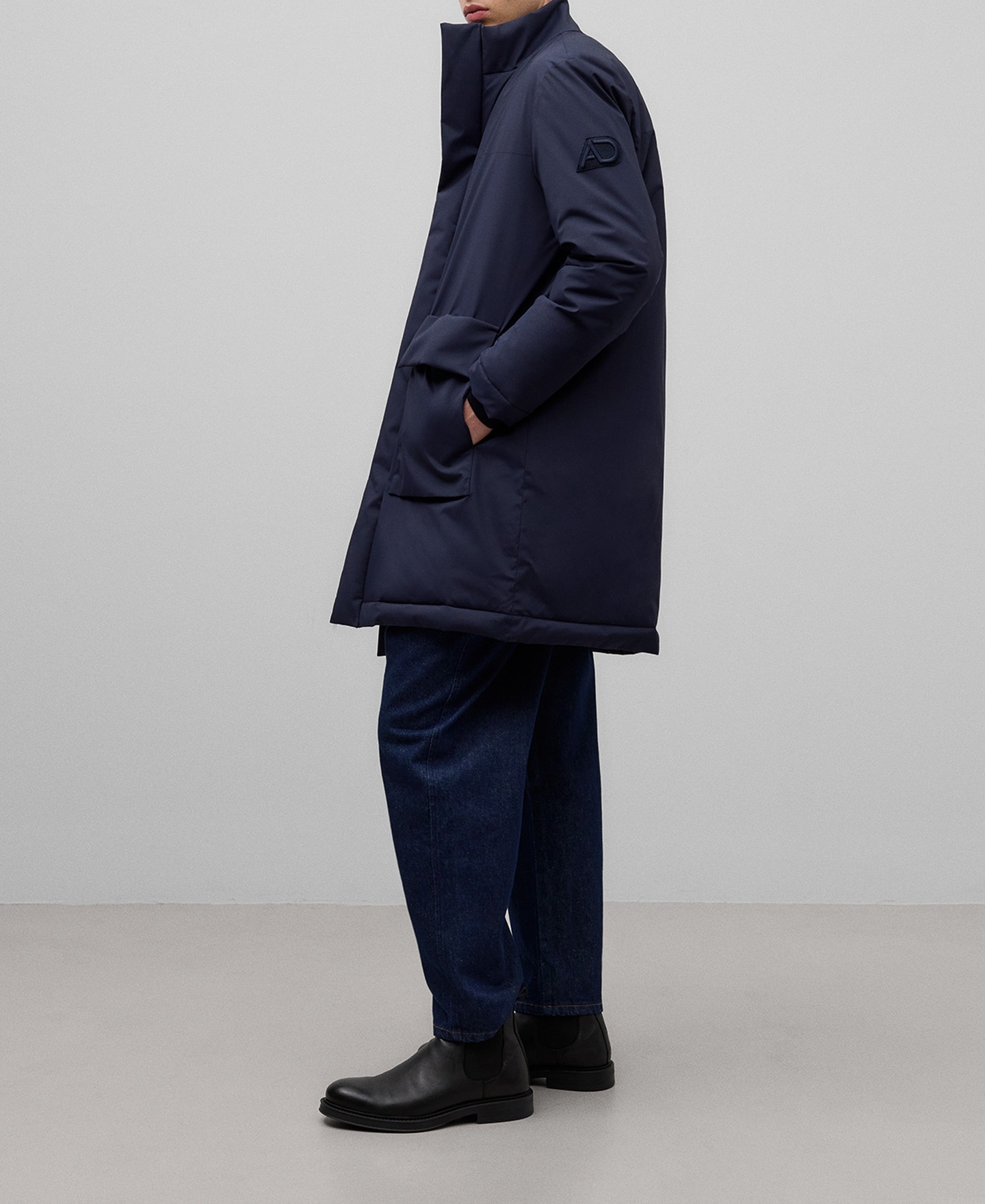 Navy blue quilted coat man image number 1