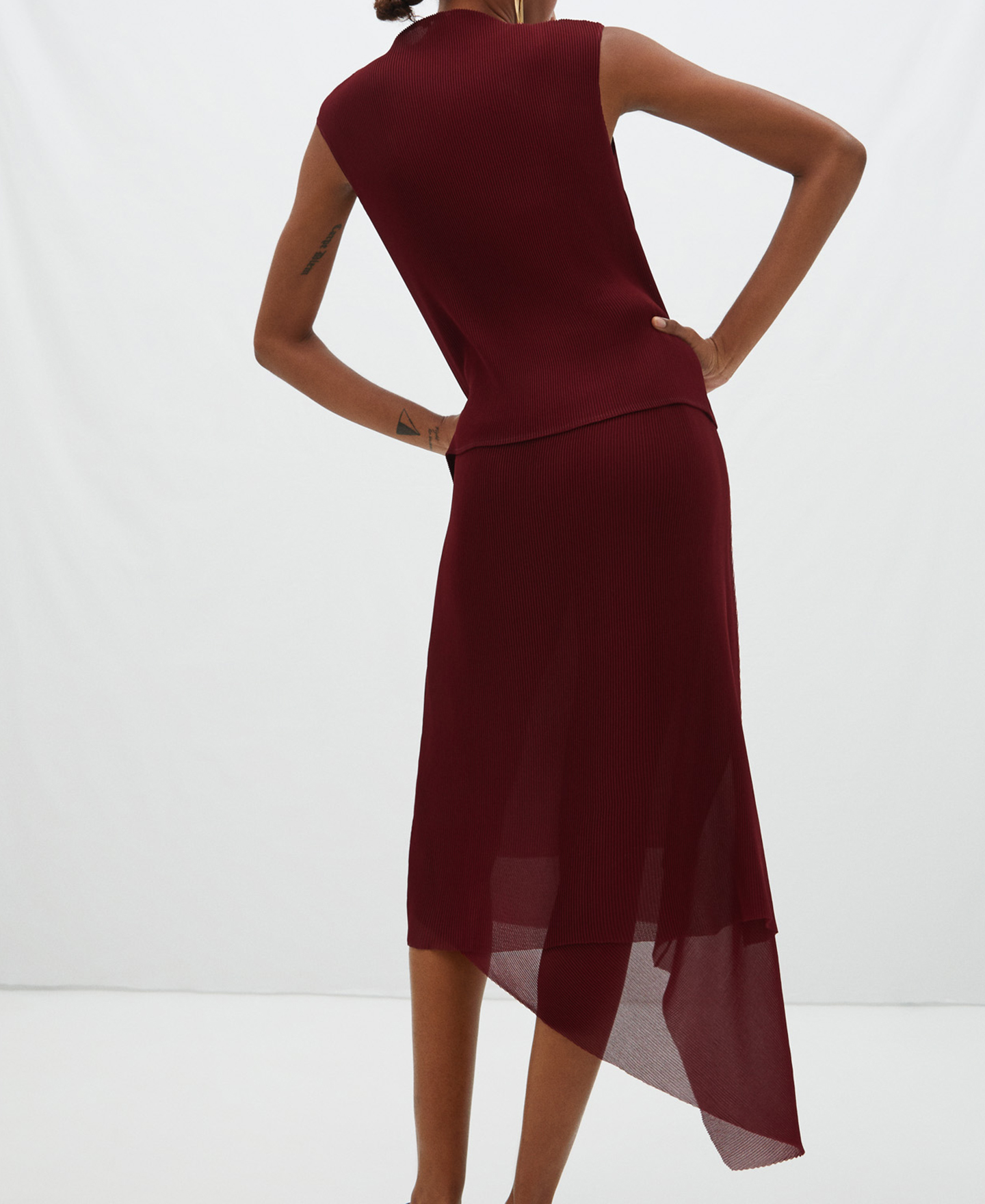 Pleated top with asymmetrical hem image number 2