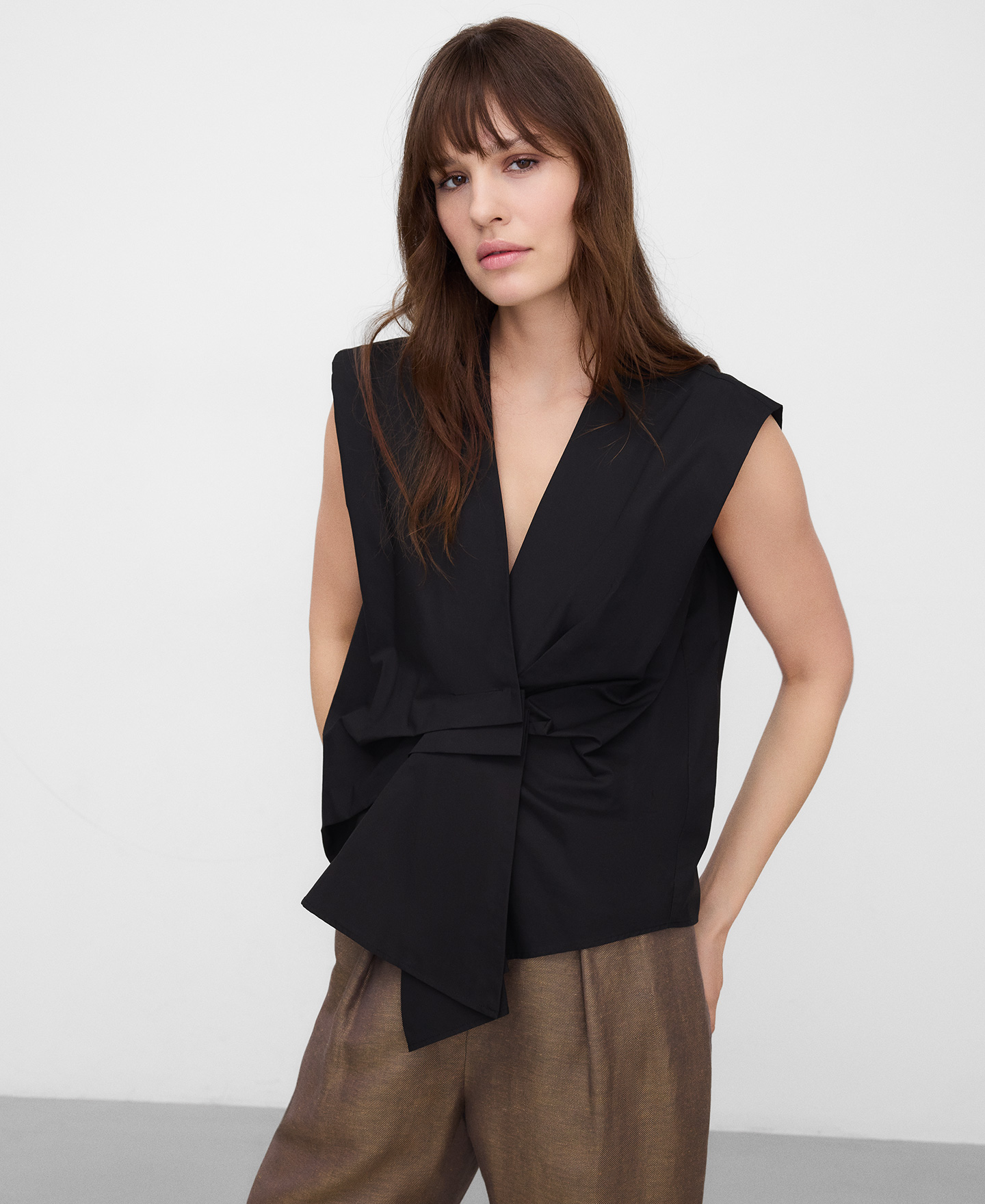 Top pliegues algod&oacute;n org&aacute;nico image number 0