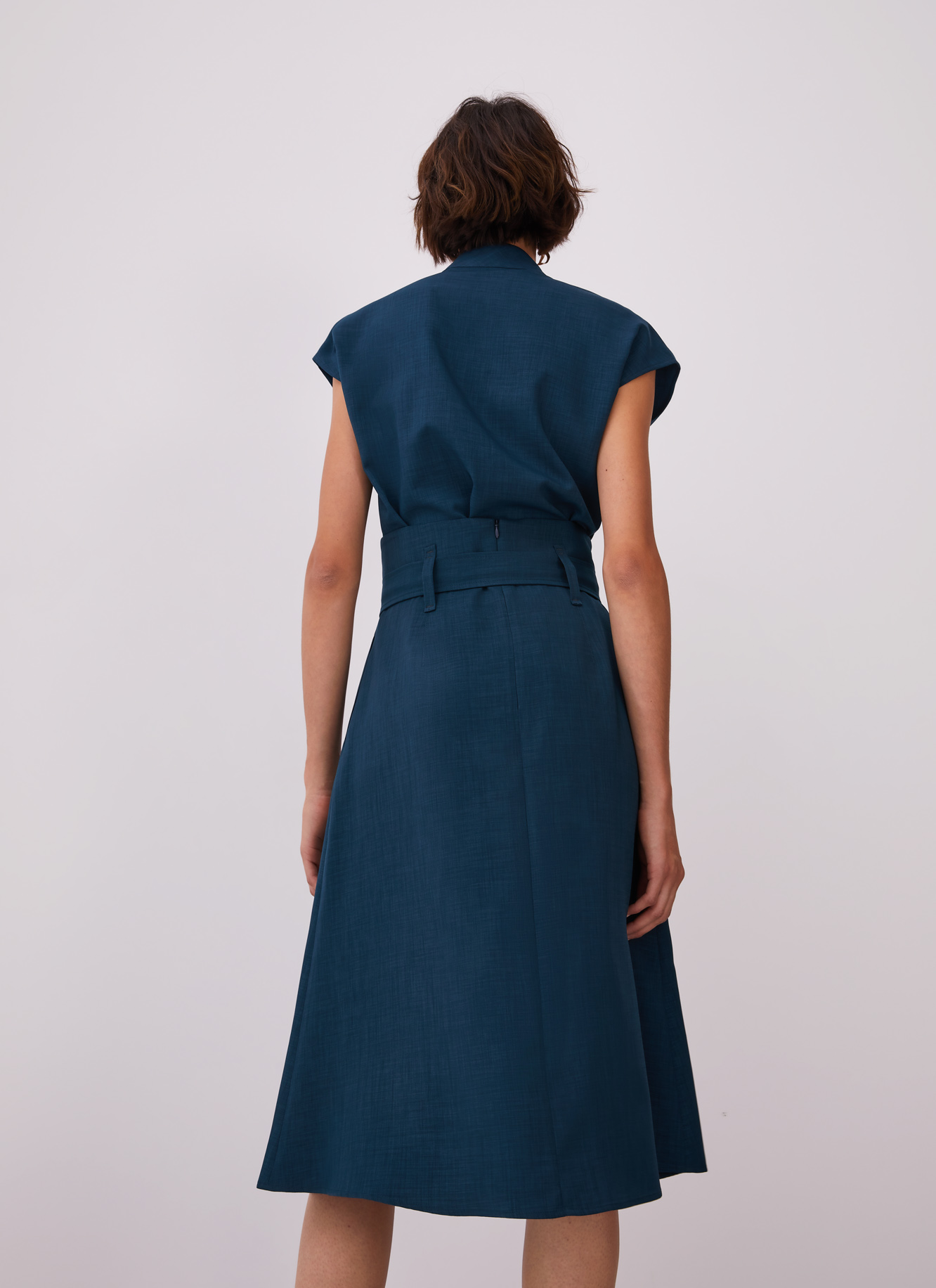 Midi skirt with overlayer and belt image number 1