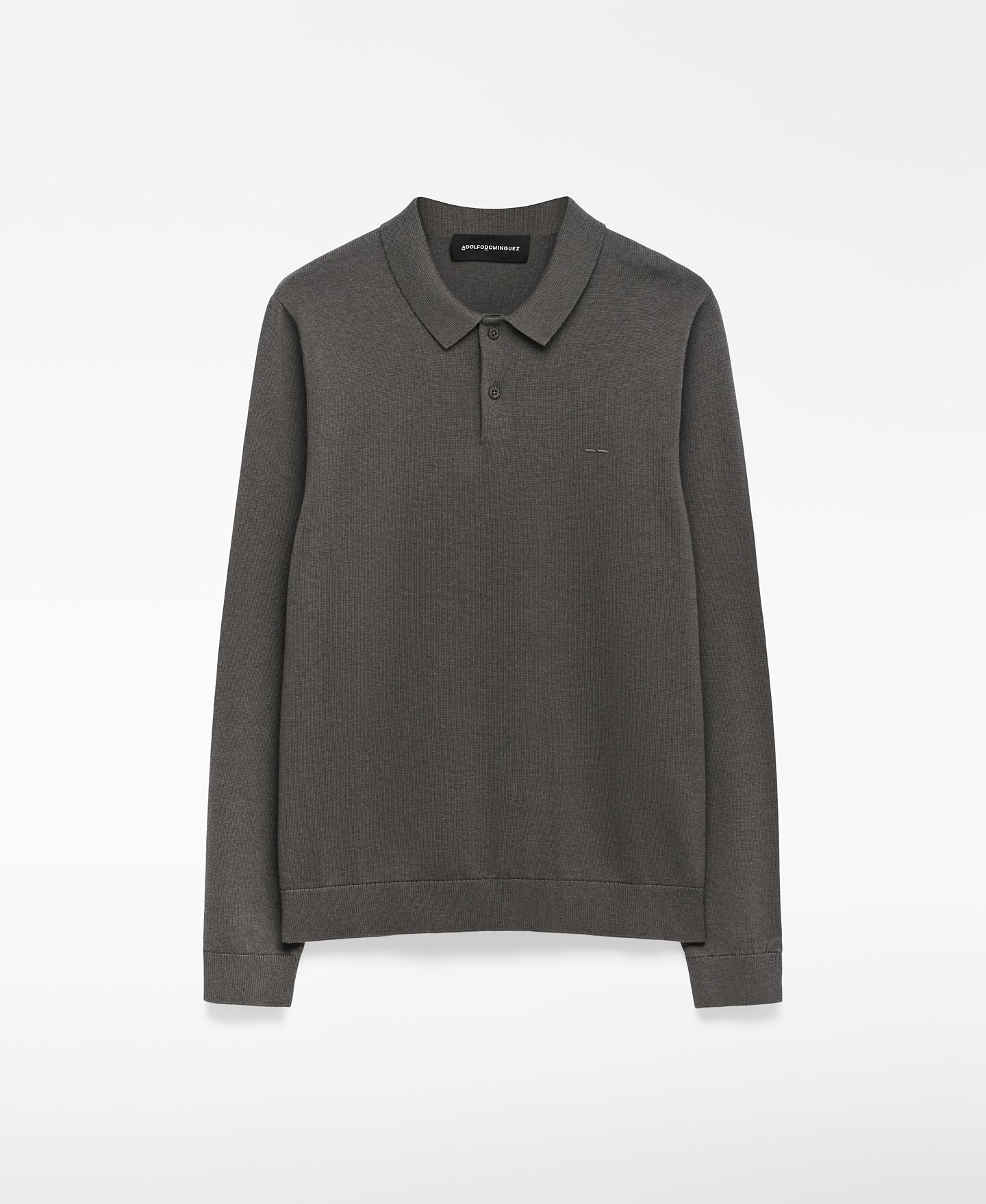 Long sleeve heather polo shirt man image number 0