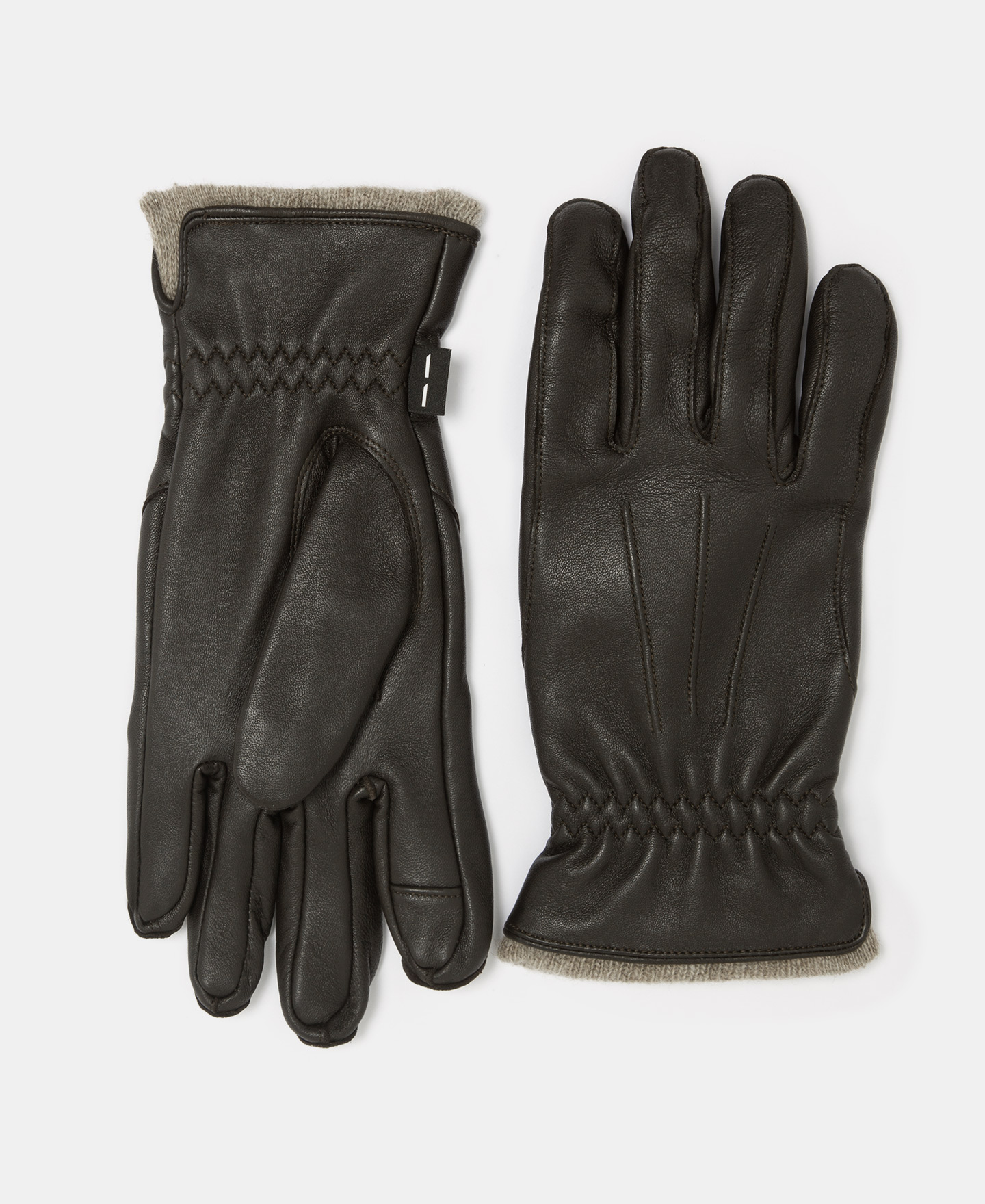 Gants en cuir avec intérieur en maille image number 0
