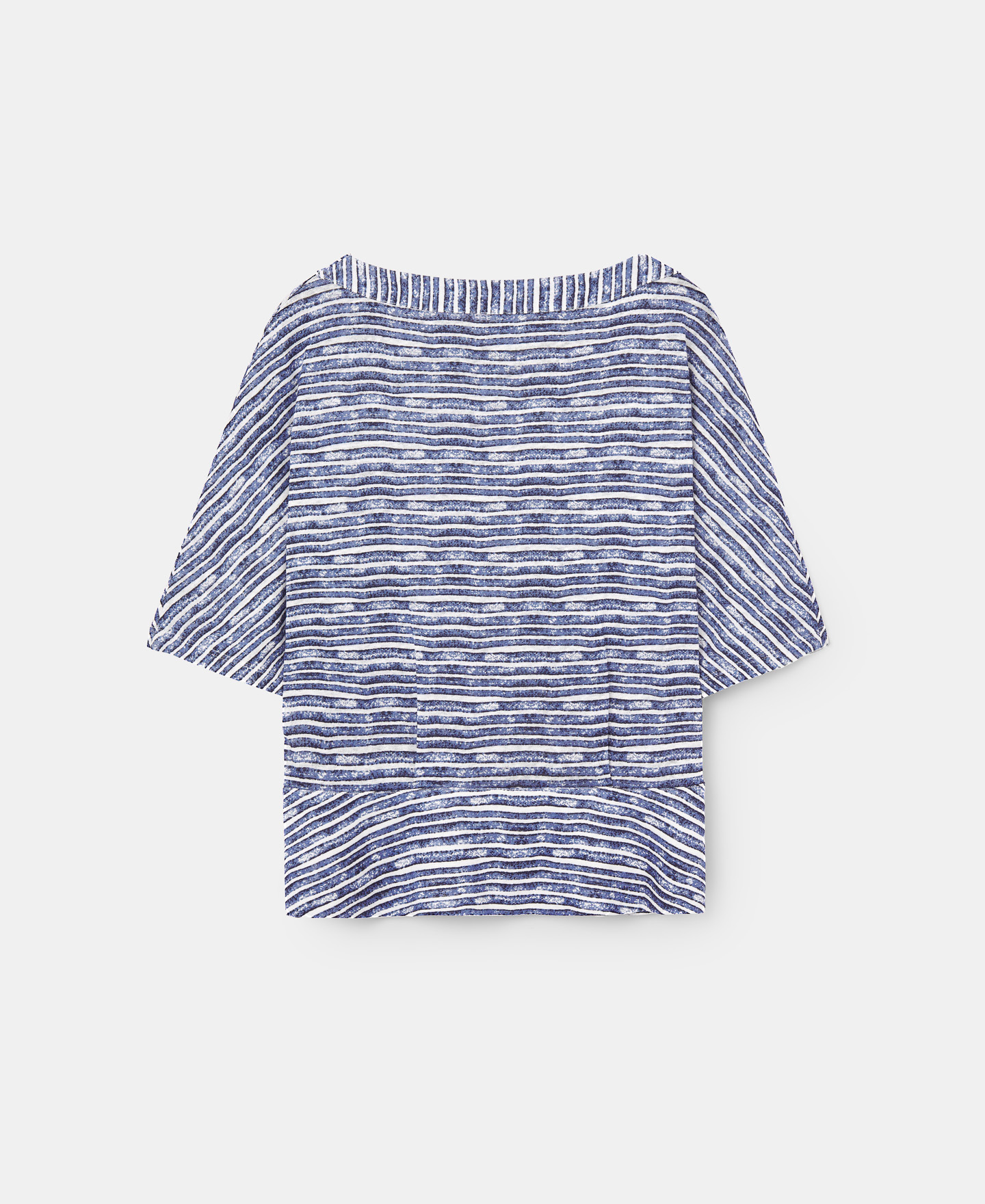 Camiseta de rayas en lino azul image number 5