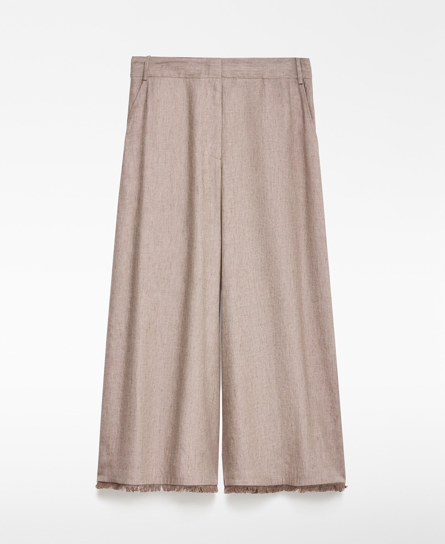 Linen blend cropped trousers woman image number 4