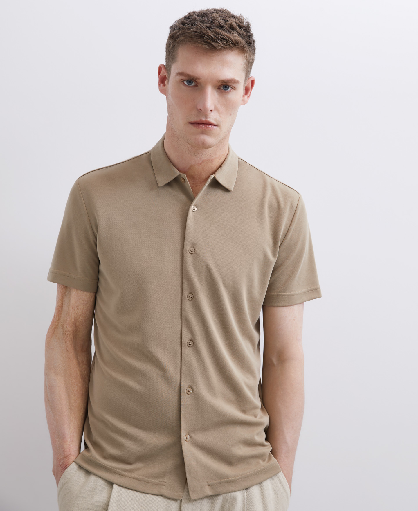 Modal button-down polo shirt image number 1
