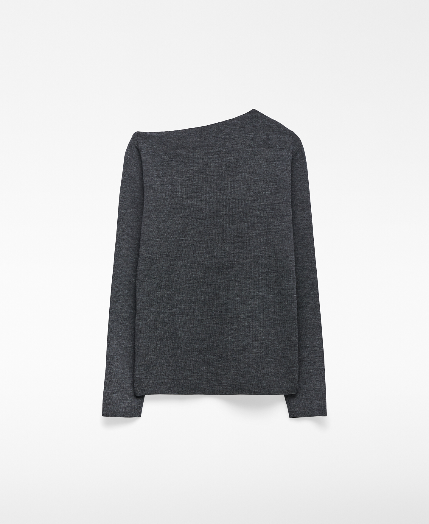 Asymmetric neckline knit sweater image number 5