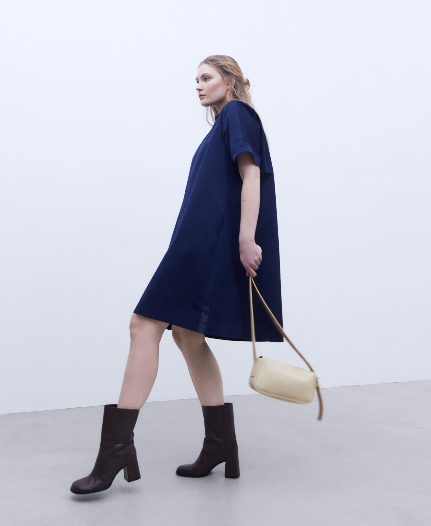 A-line crew neck dress image number 1