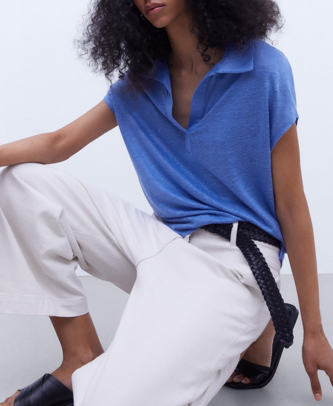European linen polo shirt image number 6