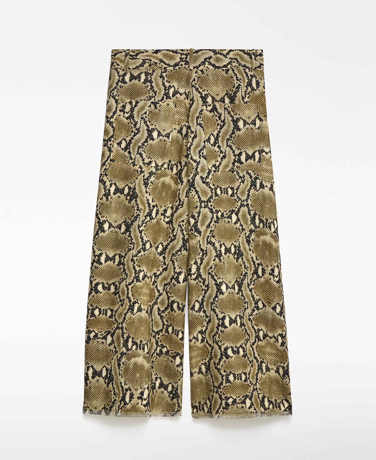 Snake-print linen cropped trousers woman image number 5