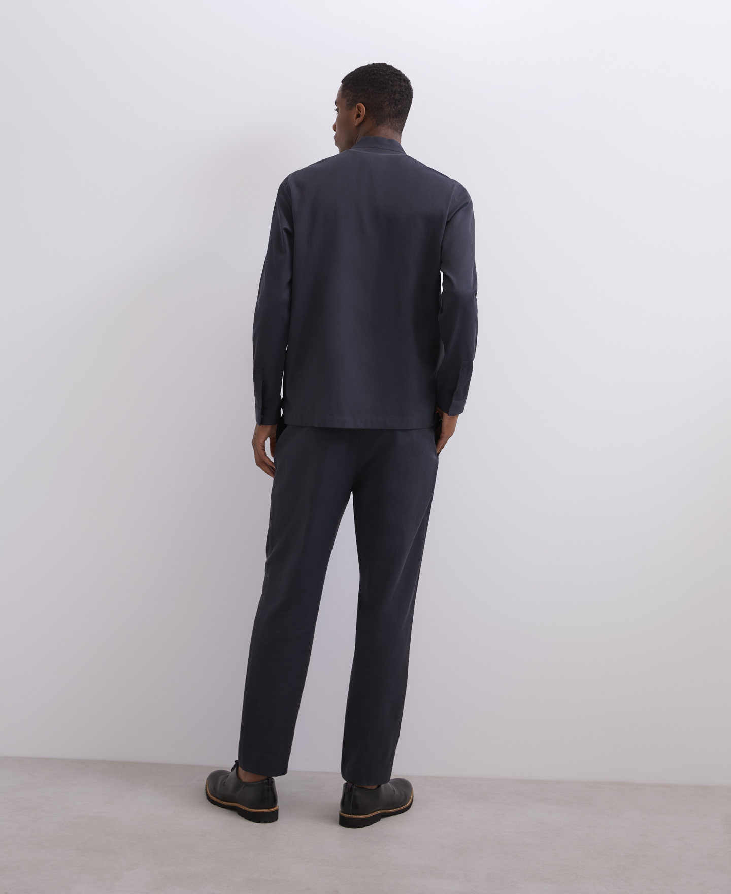 mandorin collar lyocell cotton shirt image number 1