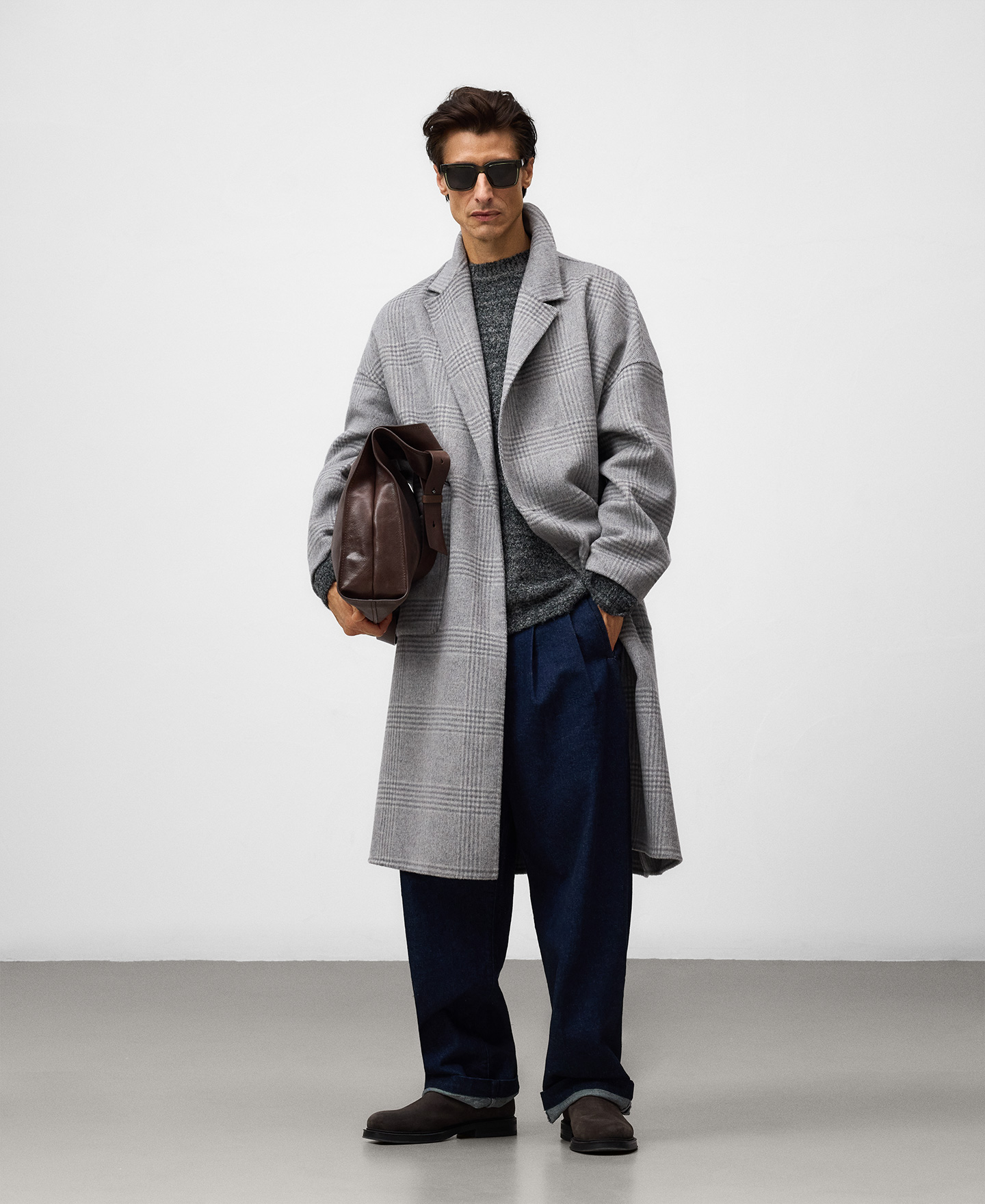 Manteau double face à carreaux pour homme image number 1