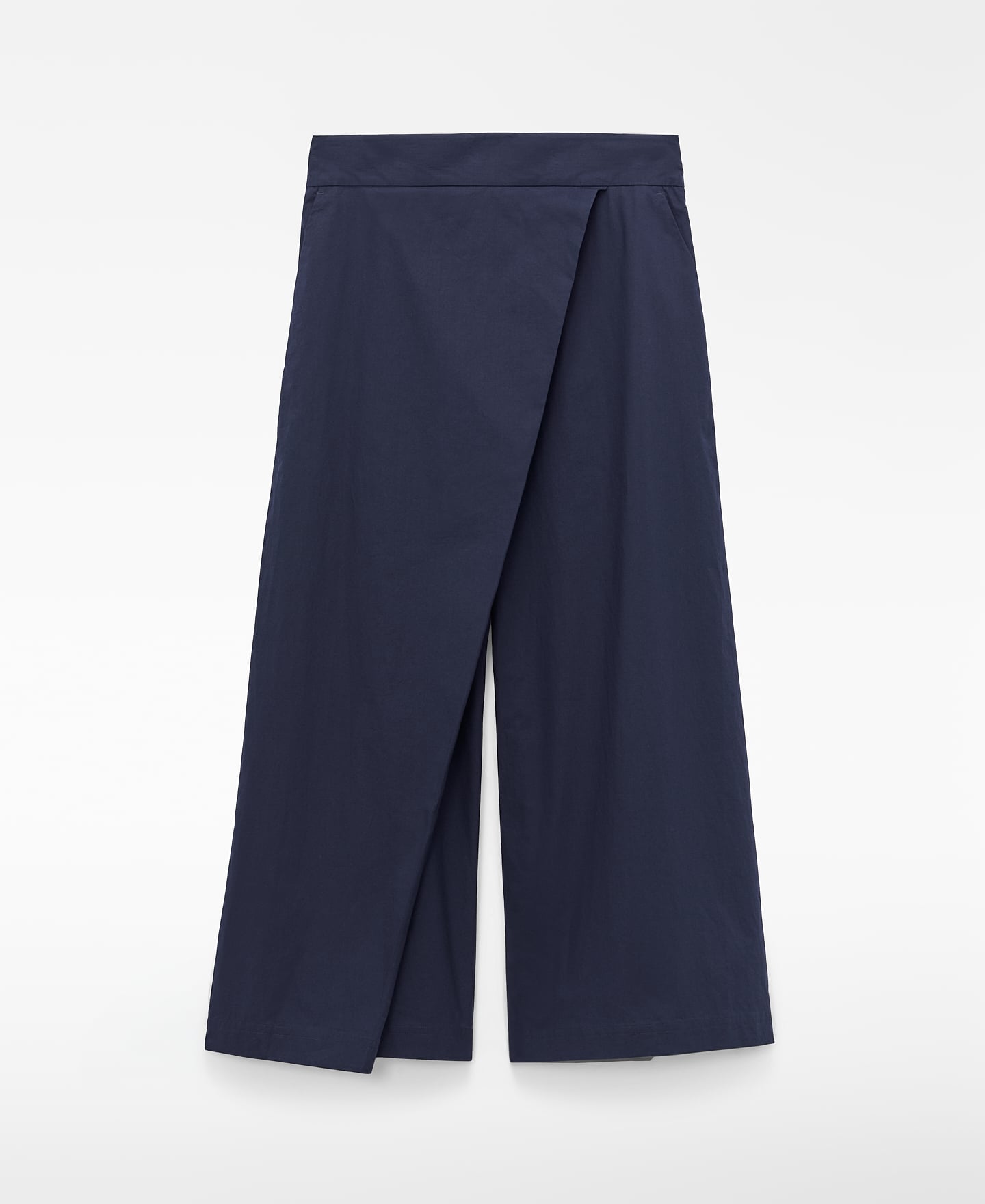 Poplin wrap-front culotte trousers image number 0