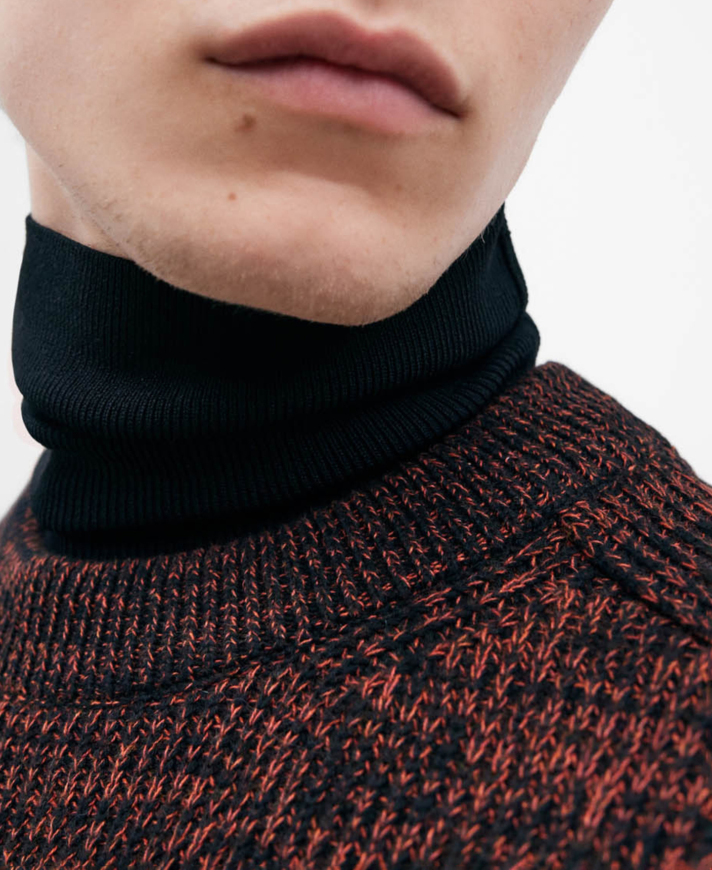 Black and orange crew neckline sweater image number 3