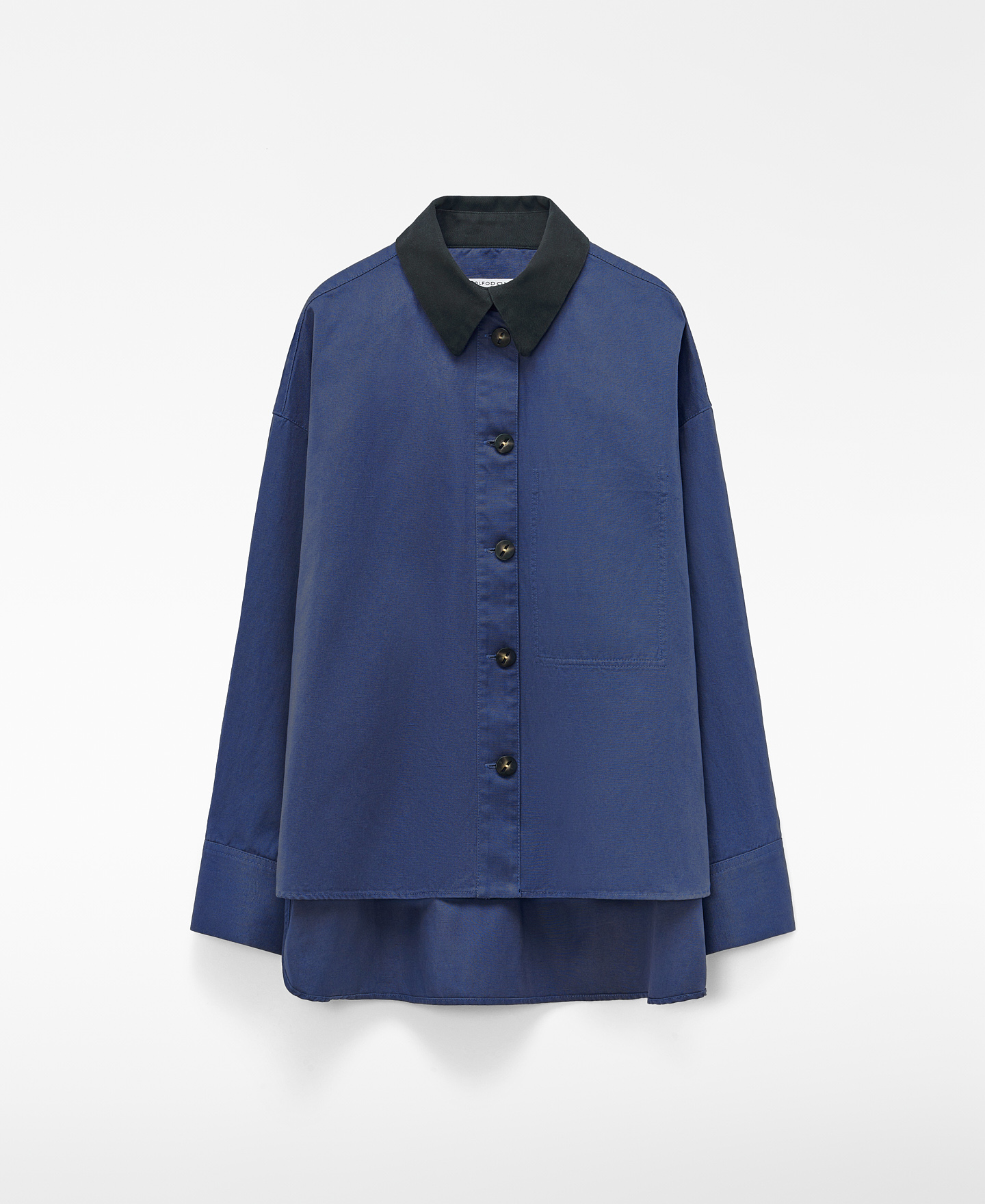 Camisa larga com gola em contraste image number 4