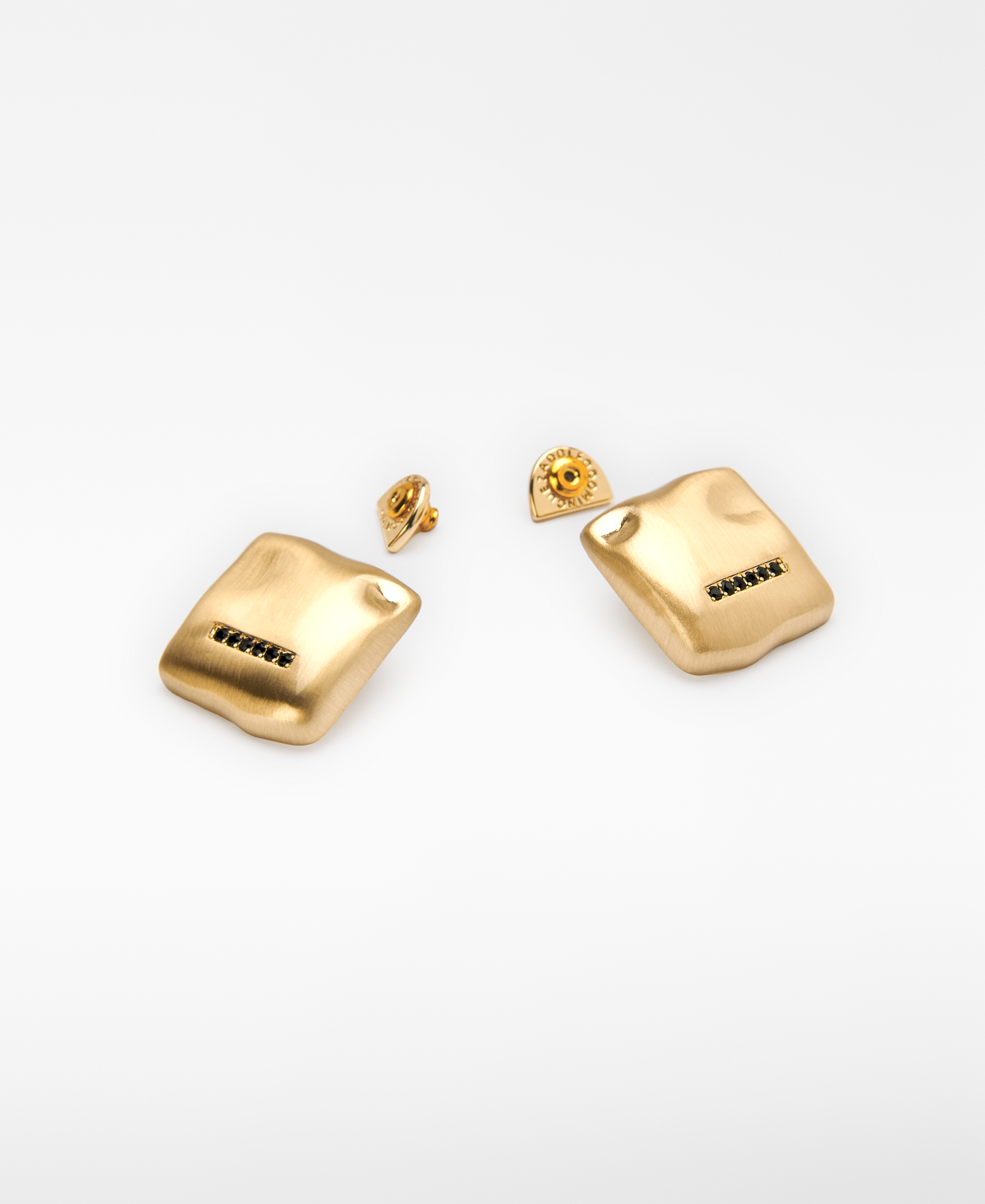 Large metal earrings with crystal detail image number 2